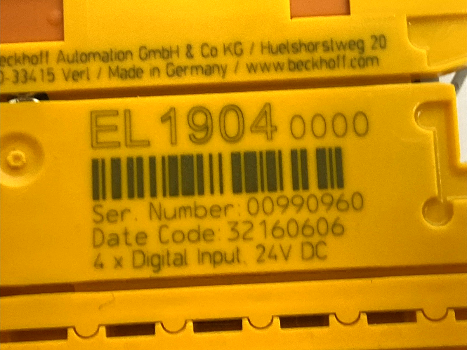 Beckhoff EL1904 EtherCAT TwinSAFE 4-Channel 24VDC Safe Digital Input Terminal - Maverick Industrial Sales