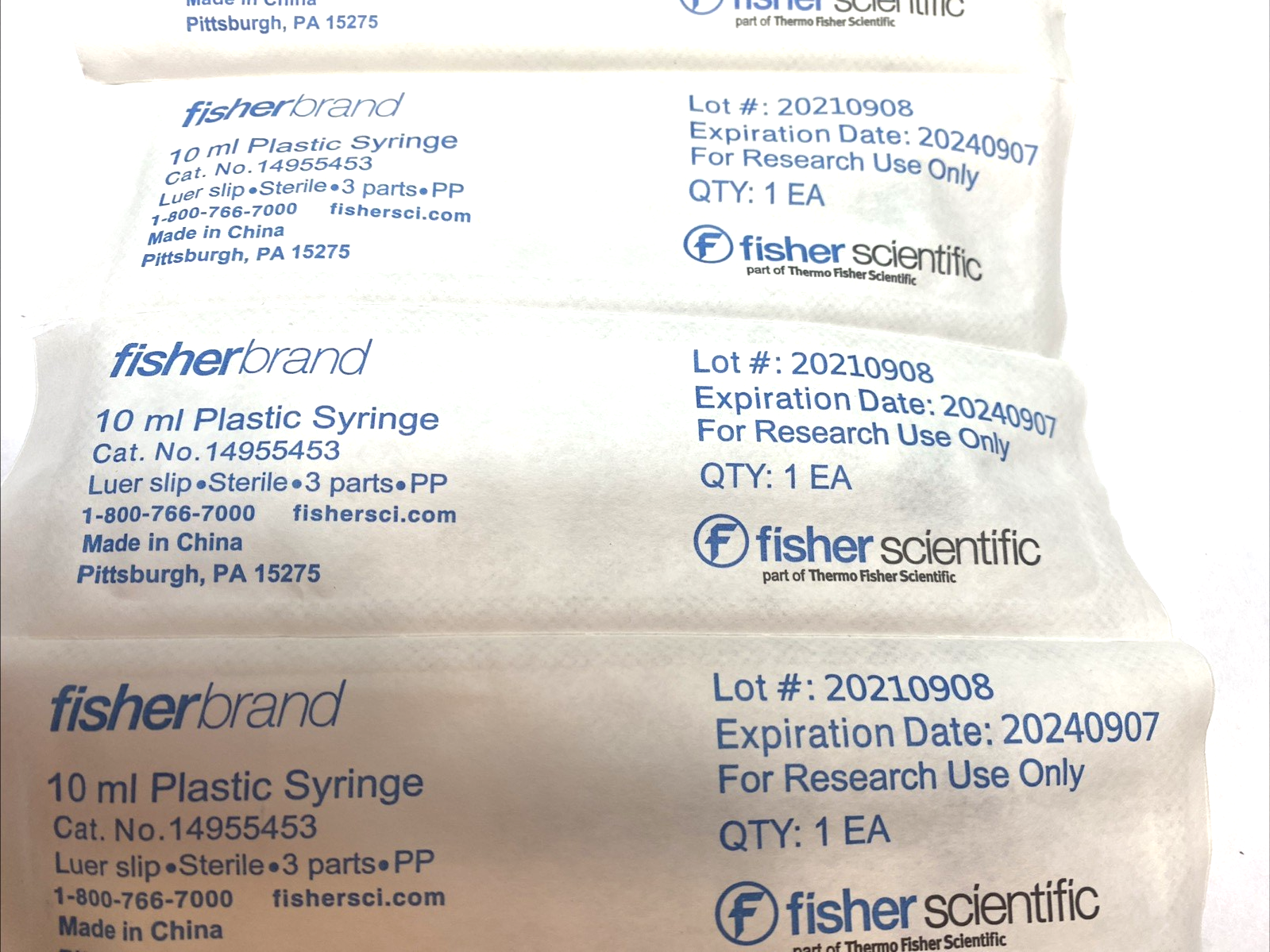 Fisher Scientific 14955453 10 mL Luer Slip Syringe Sterile Disposable PKG OF 87 - Maverick Industrial Sales