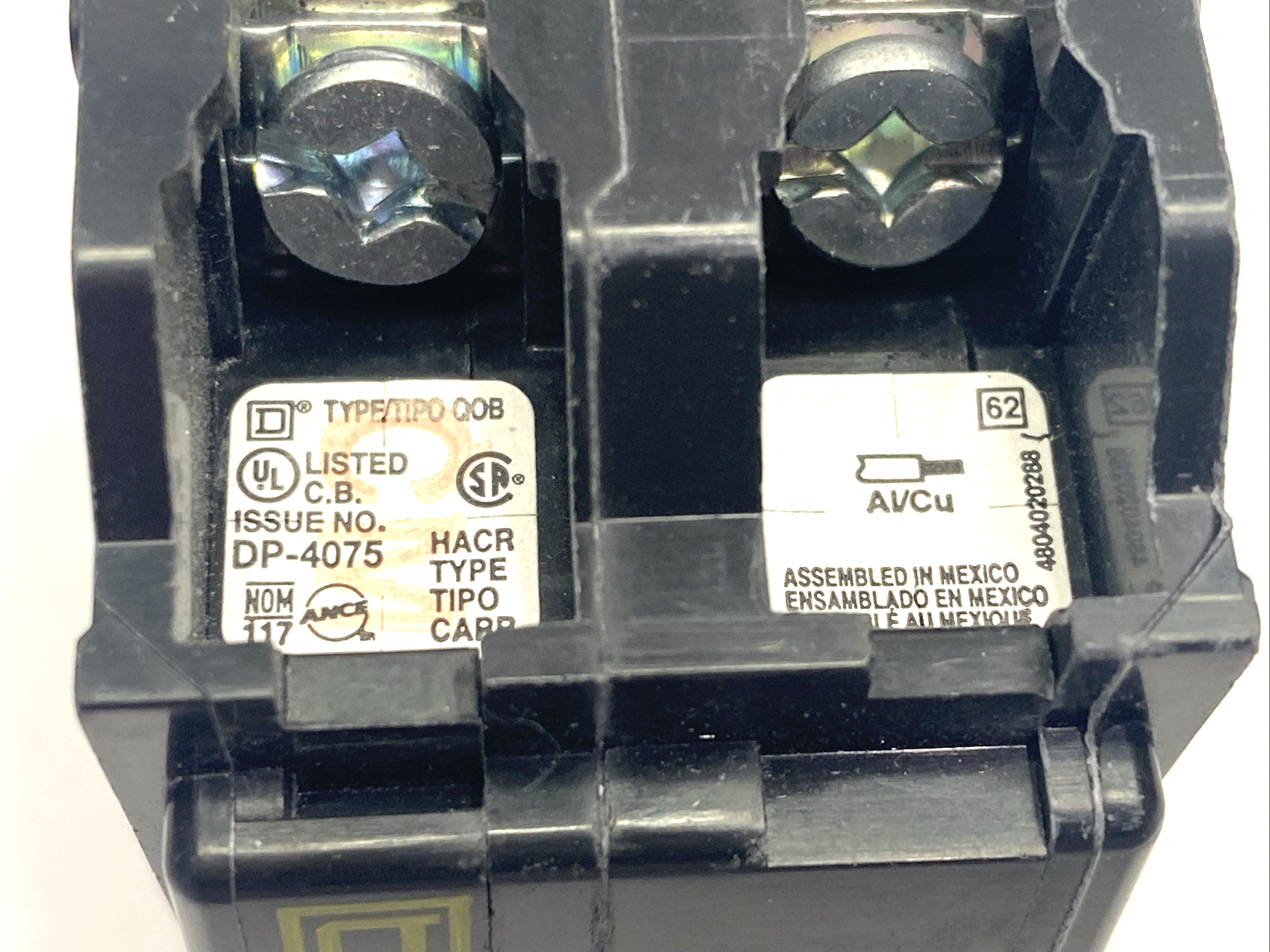Square D QOB215 Miniature Circuit Breaker 15A 2-Pole 120/240VAC, Bolt-On - Maverick Industrial Sales