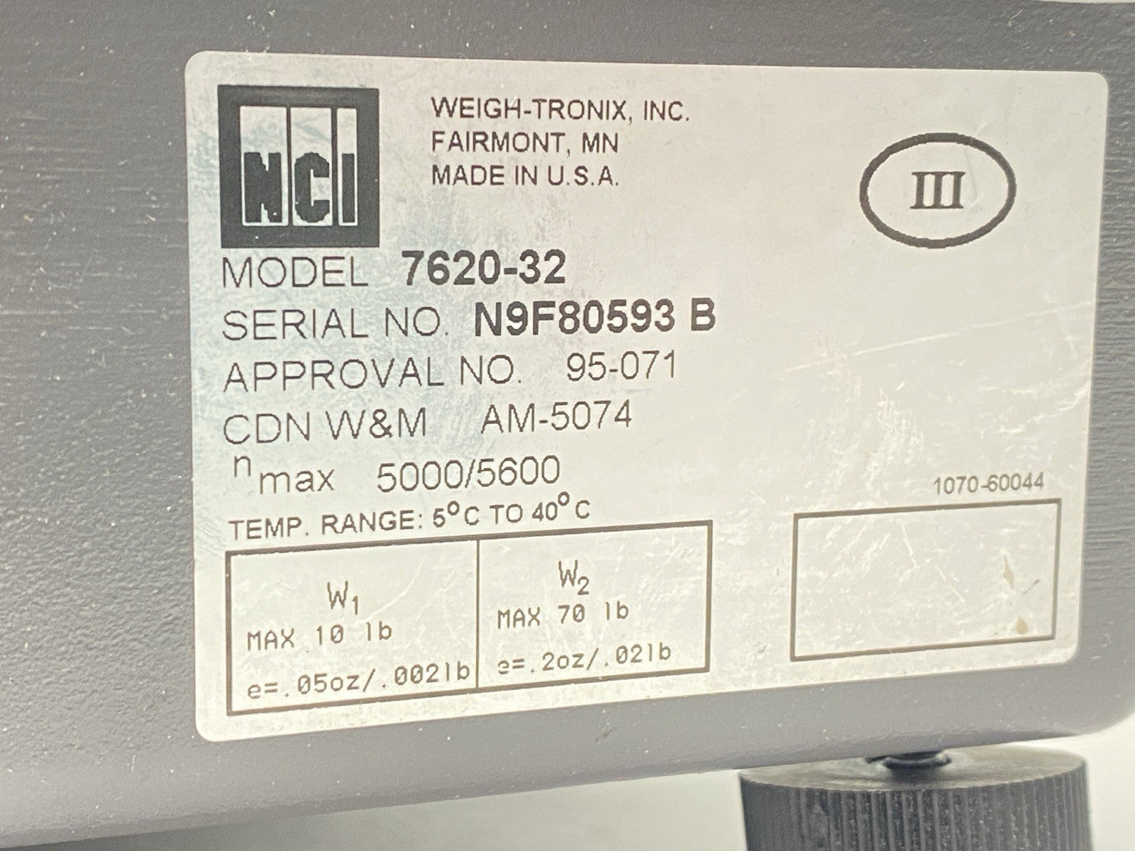 Weigh-Tronix NCI 7620-32 Digital Scale With Power Supply 70lbs Max - Maverick Industrial Sales