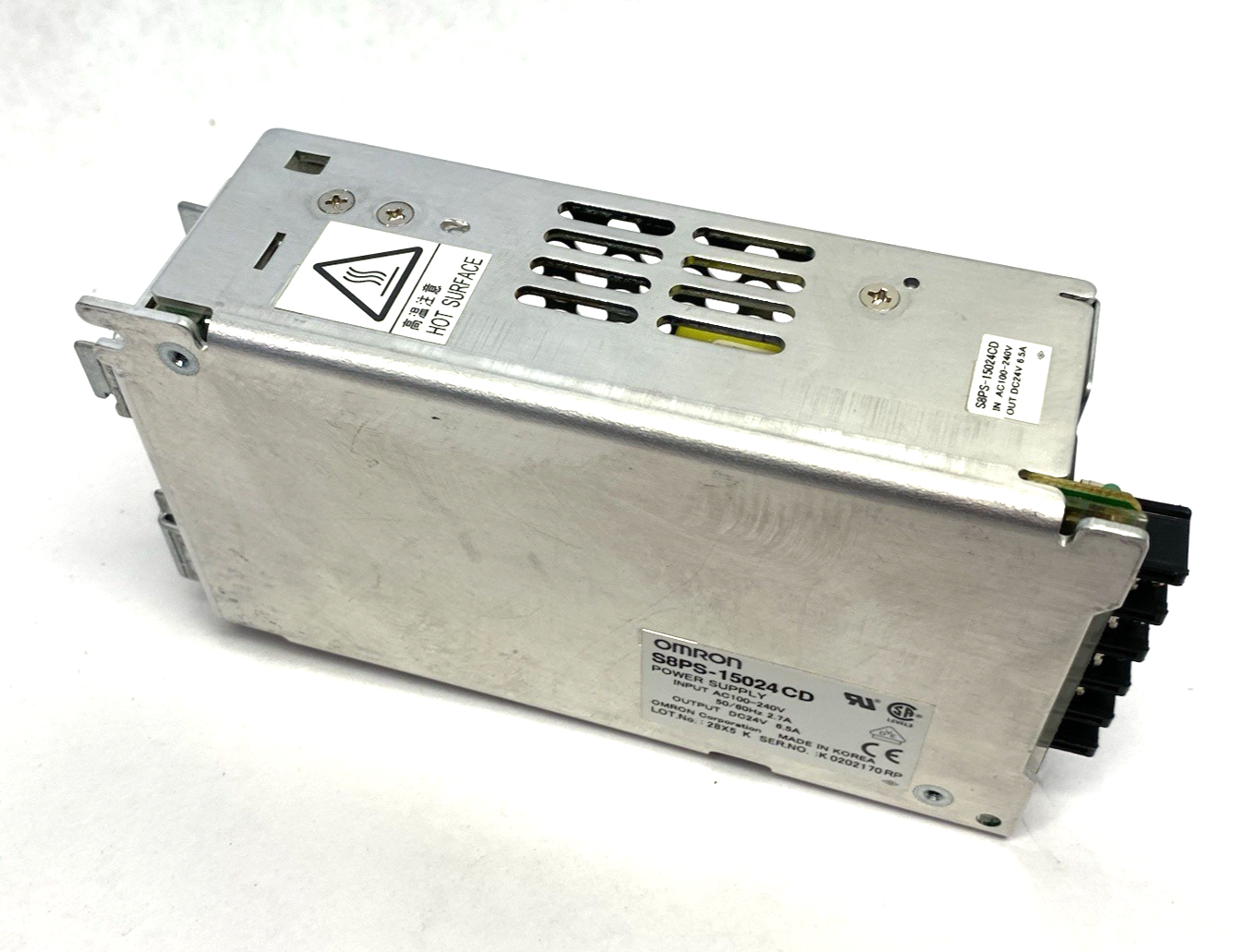 Omron S8PS-15024CD Power Supply Unit 100-240VAC 2.7/6.5A MISSING TERM. SCREW - Maverick Industrial Sales
