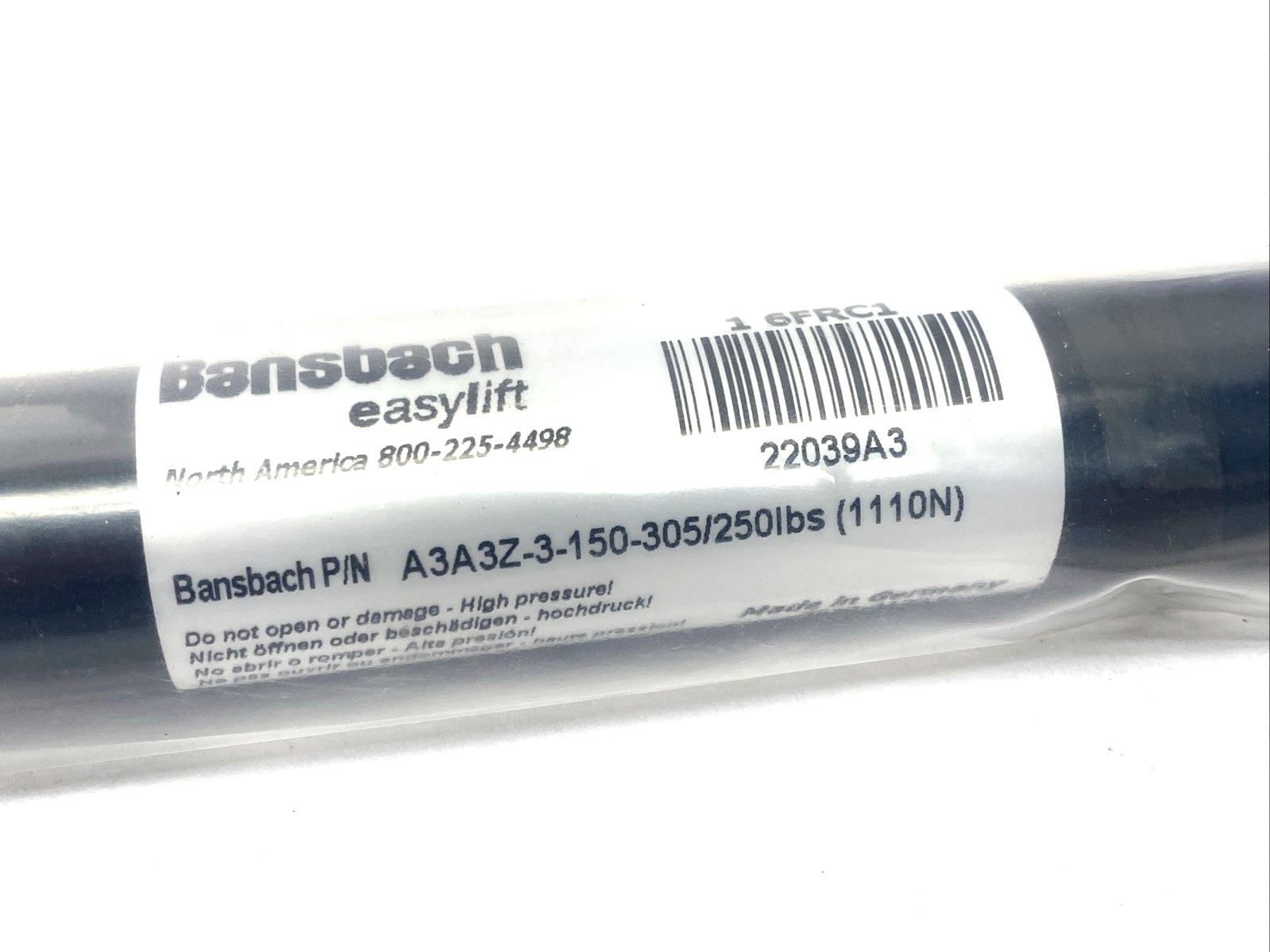 Bansbach A3A3Z-3-150-305/250lbs Gas Spring, 5-29/32" Stroke, M8 Elbows 22039A3 - New - Maverick Industrial Sales