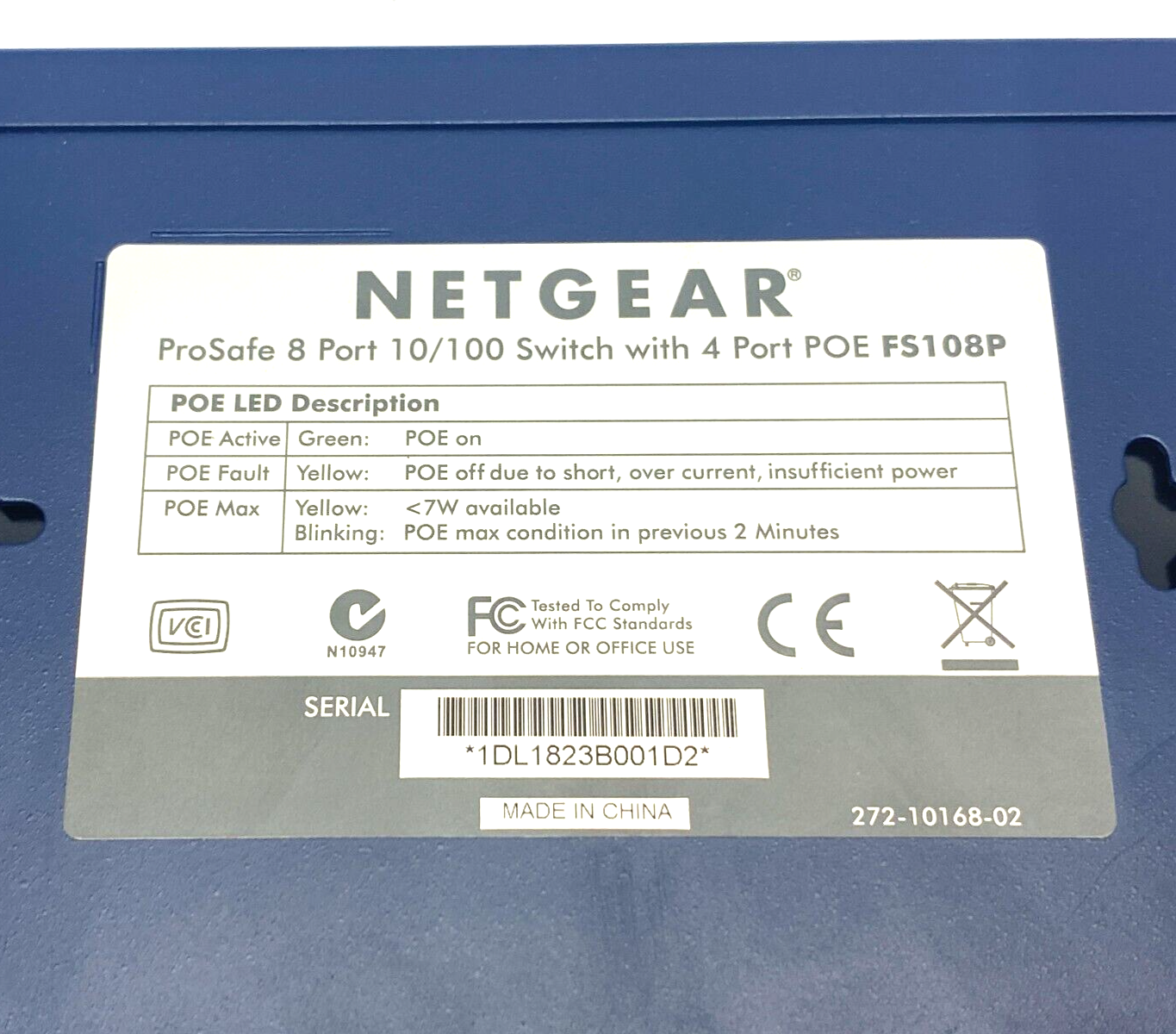 NetGear FS108P 8-Port ProSafe Switch with 4-Port P0E 10/100 Mbps 48VDC - Maverick Industrial Sales