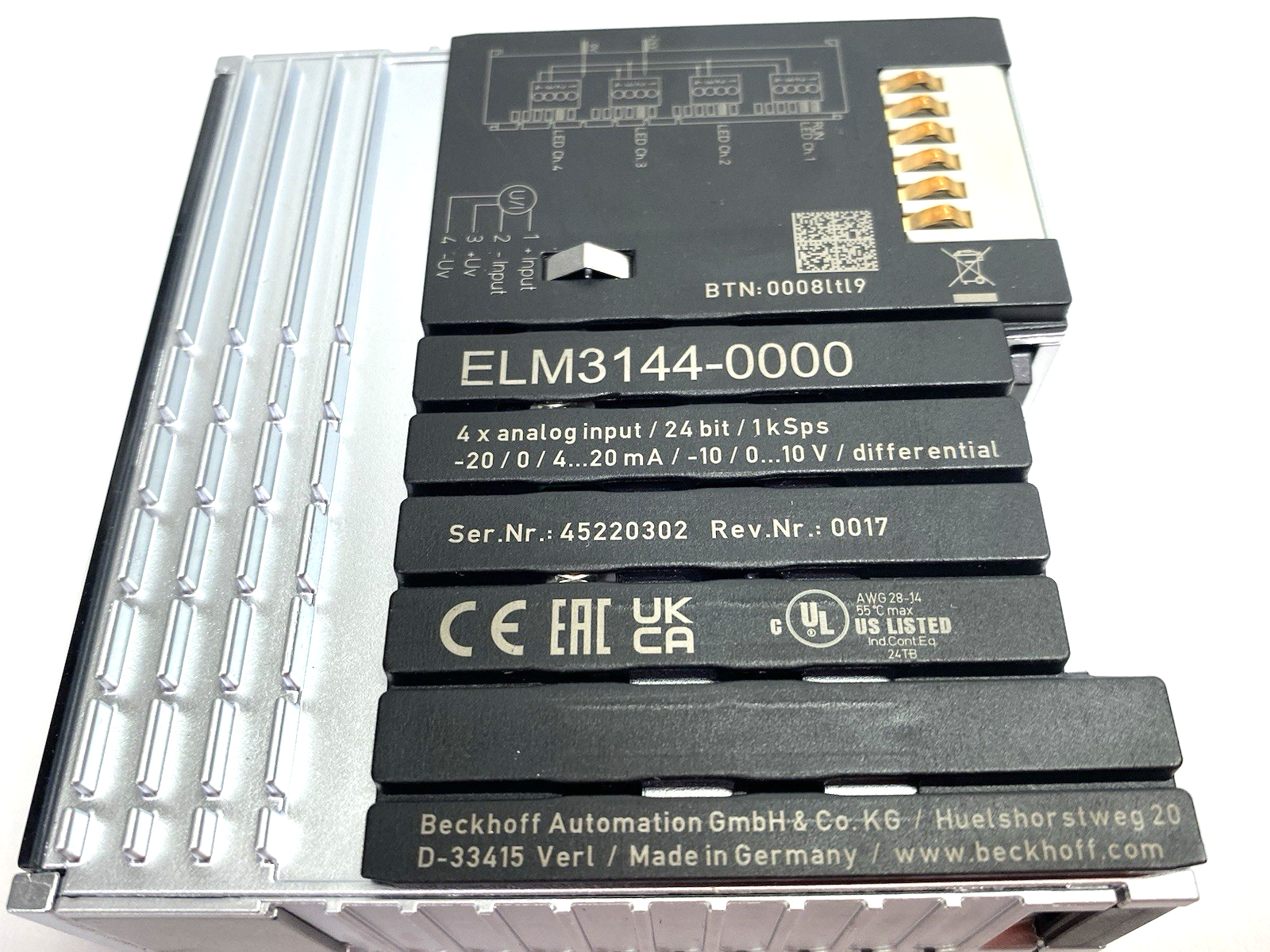 ELM3144-0000 | Beckhoff Multi-Function EtherCAT Terminal, 4-Channel Analog Input - Used - Maverick Industrial Sales