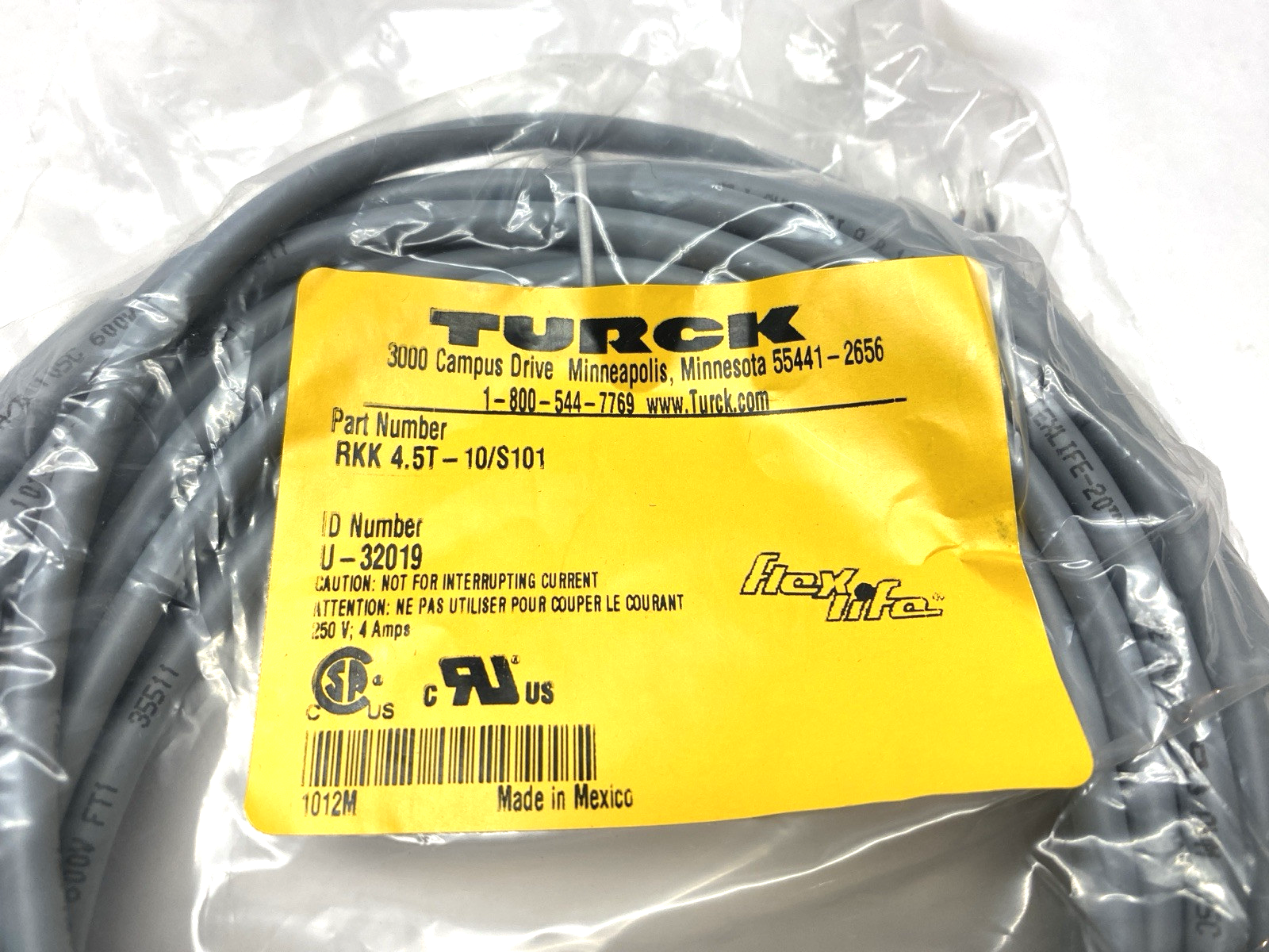 Turck RKK 4.5T-10/S101 Flex Life Cable U-32019 - Maverick Industrial Sales