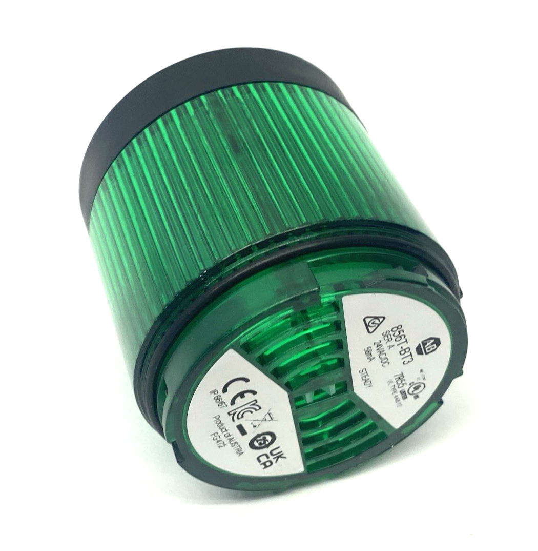 856-BT3 | Allen Bradley 856T-BT3 Ser. A Steady LED Stack Light Module, 70mm Green, 24V- New – Open box - Maverick Industrial Sales