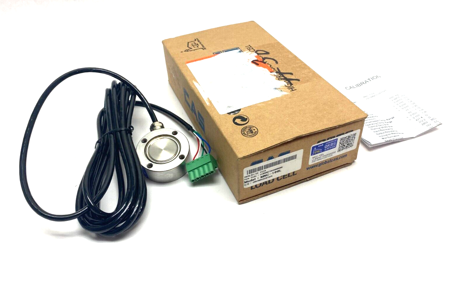 CAS MNC-100L Miniature Pancake Load Cell 100kgf Capacity LLBMNC104G000000 - Maverick Industrial Sales