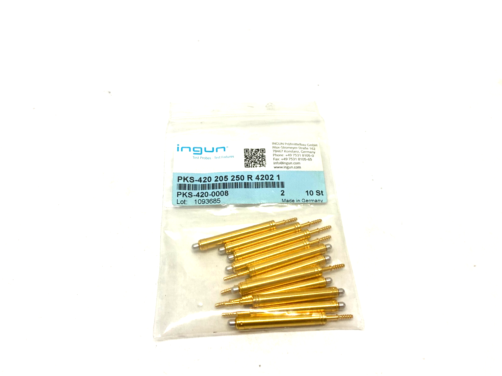 Ingun PKS-420 205 250 R 4202 1 Pneumatic Test Probe PKS-420-0008, PKG OF 11 - Maverick Industrial Sales