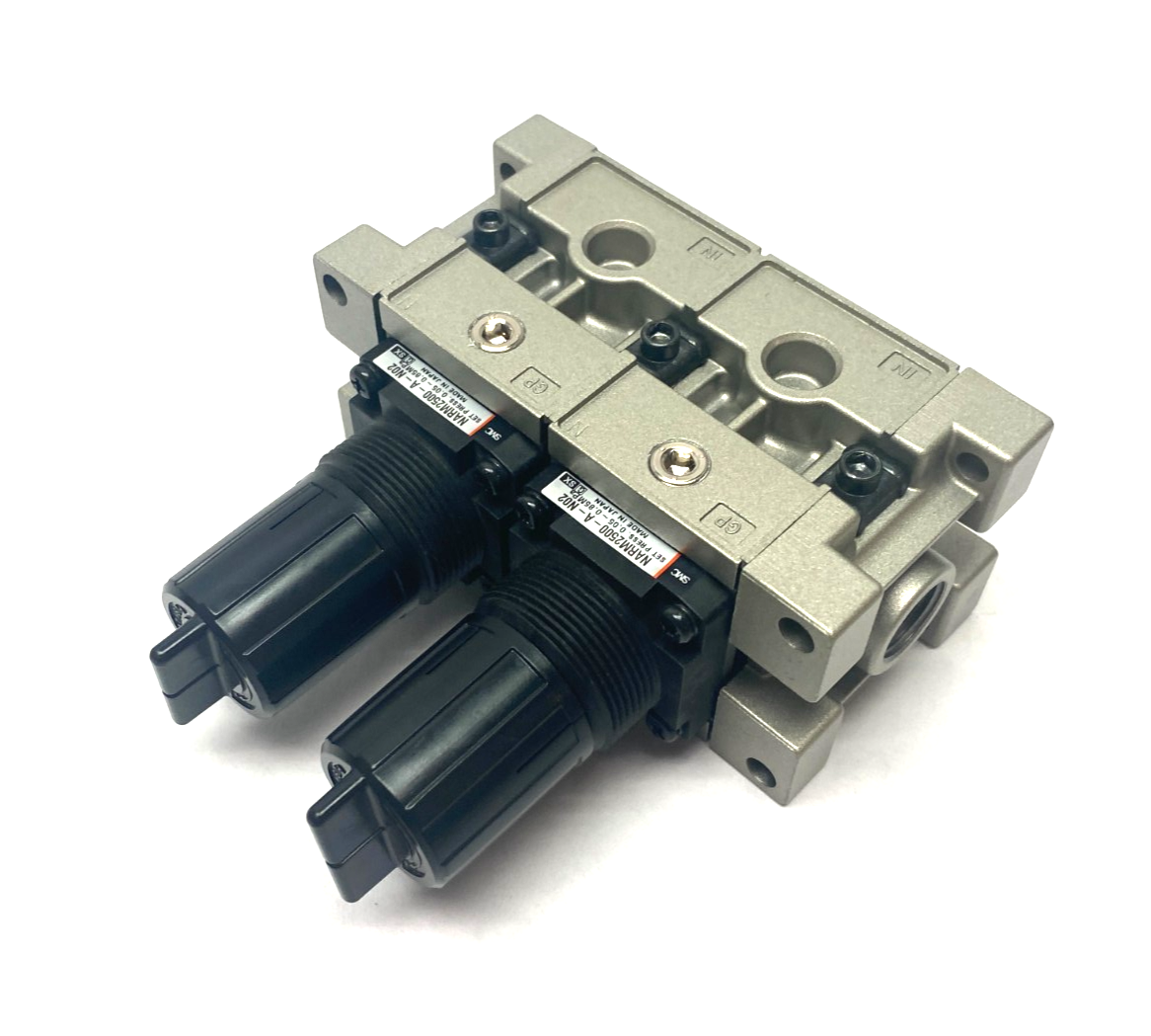 SMC NARM2500-02A-N02 Modular Dual Regulator Manifold 1/4" NPT - Maverick Industrial Sales