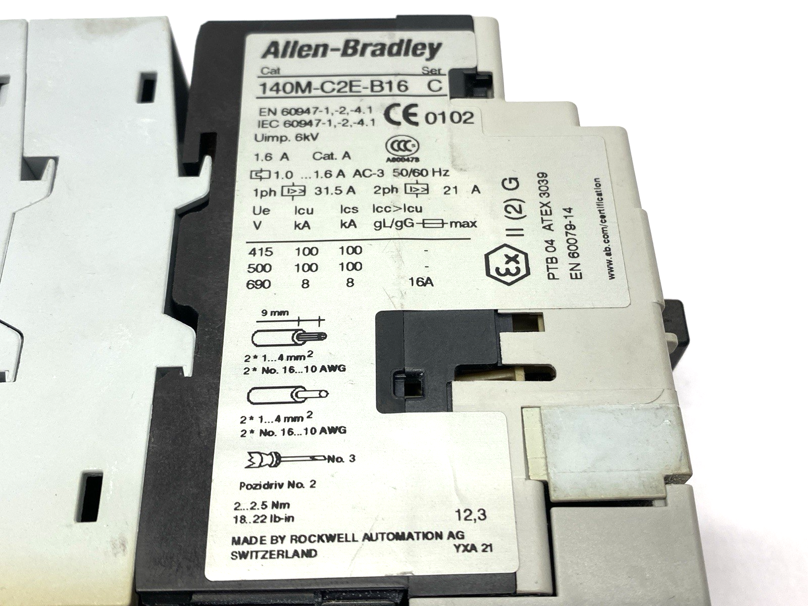 Allen Bradley 190S-ANDJ2-CB16C Ser. B Compact Starter MISSING TERMINAL BLOCK - Maverick Industrial Sales