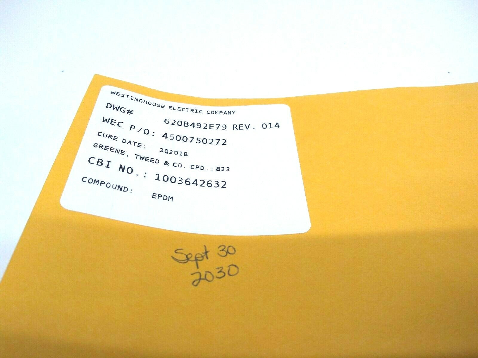 Westinghouse Electric Company 620B492E79 Rev. 014 EPDM O-Ring CD 3Q2018 - Maverick Industrial Sales