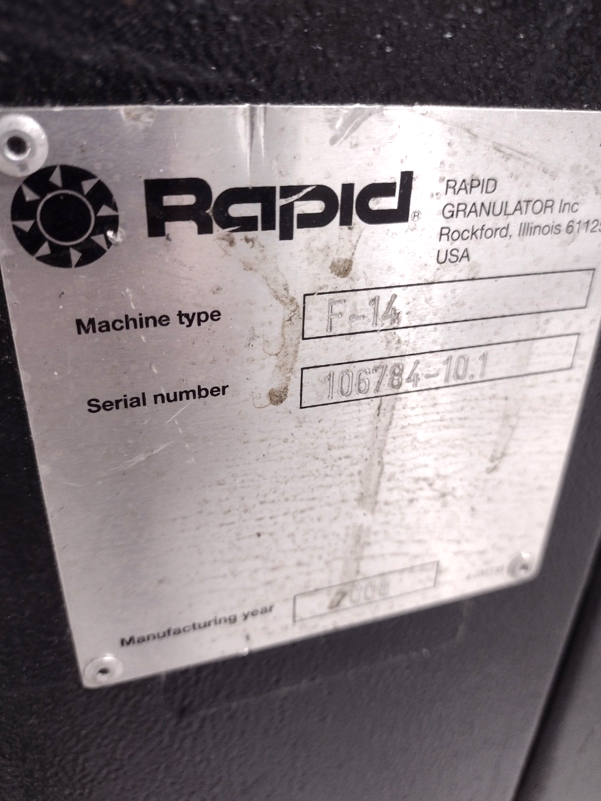 F-14 | Rapid Rapid Force Granulator 480V 3Ph Selling As Is - For parts or not working - Maverick Industrial Sales