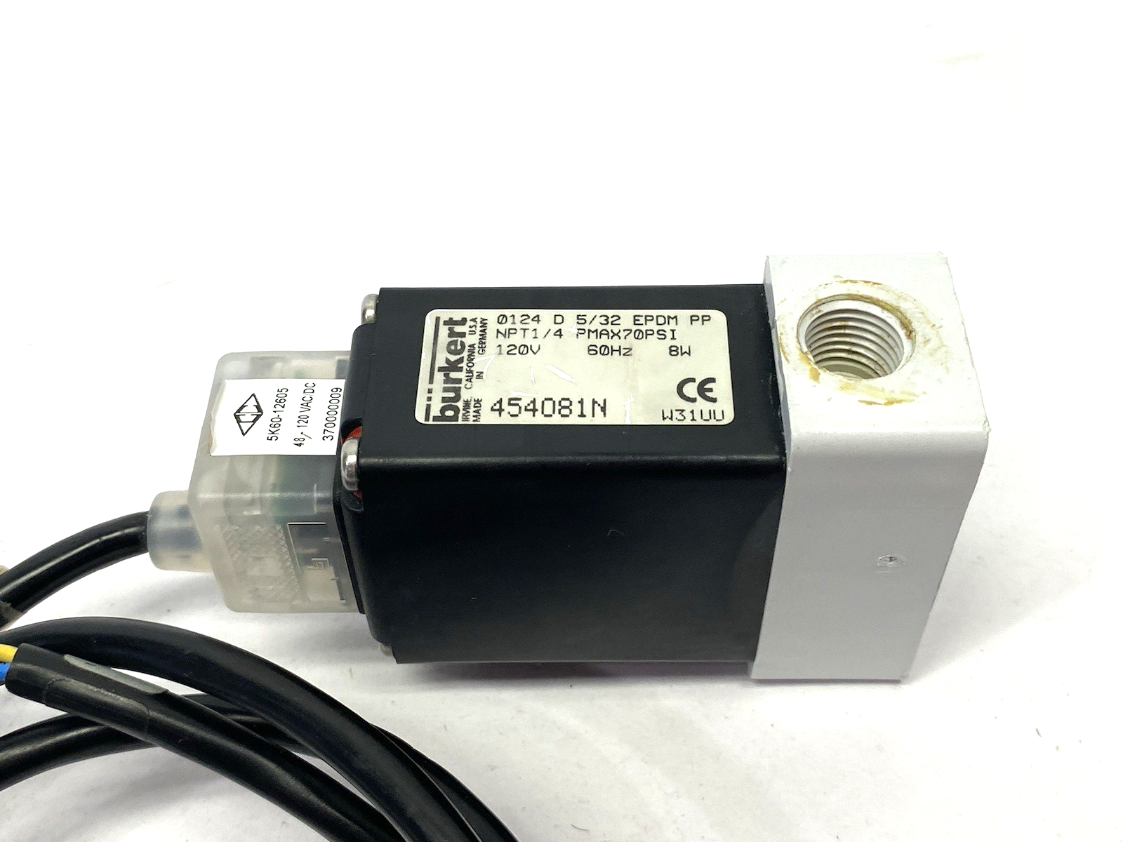 Burkert 0124 D 5/32 EPDM PP NPT1/4 Direct Acting Pivoted Armature Solenoid Valve - Maverick Industrial Sales
