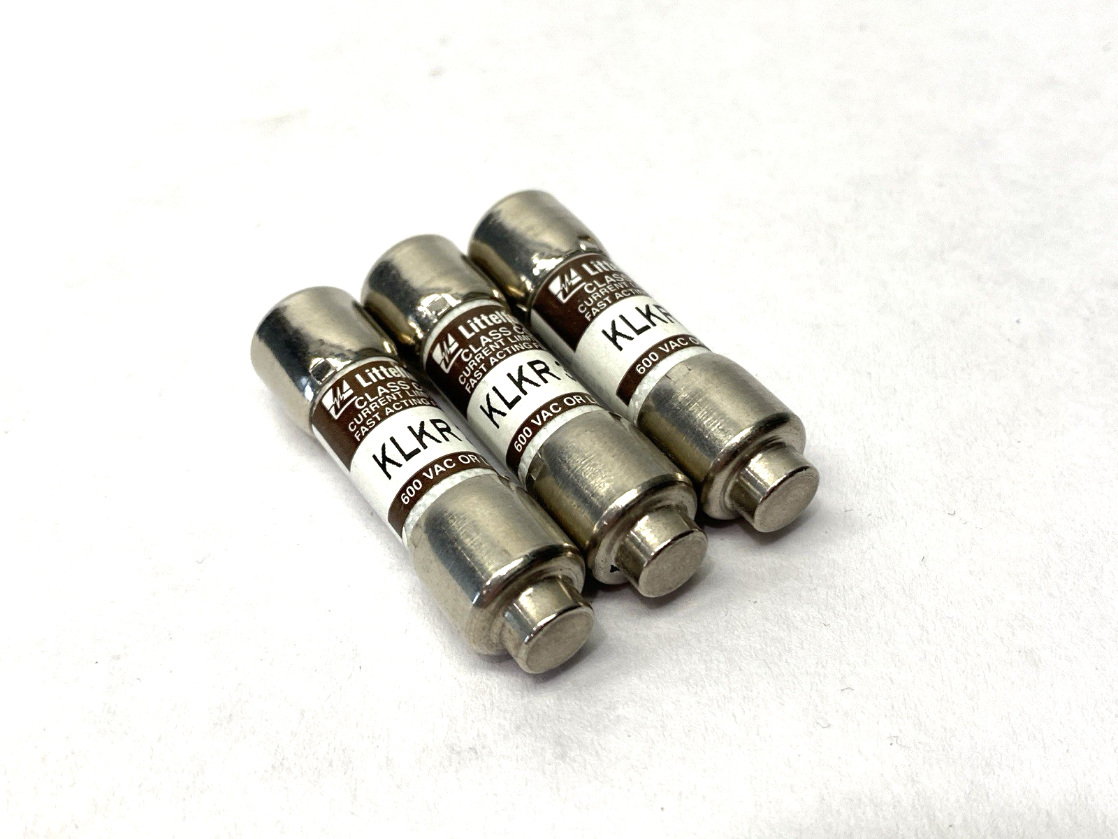 Littelfuse KLKR003 Fast Acting Midget Fuse Class CC 600V 3A LOT OF 3 - Maverick Industrial Sales