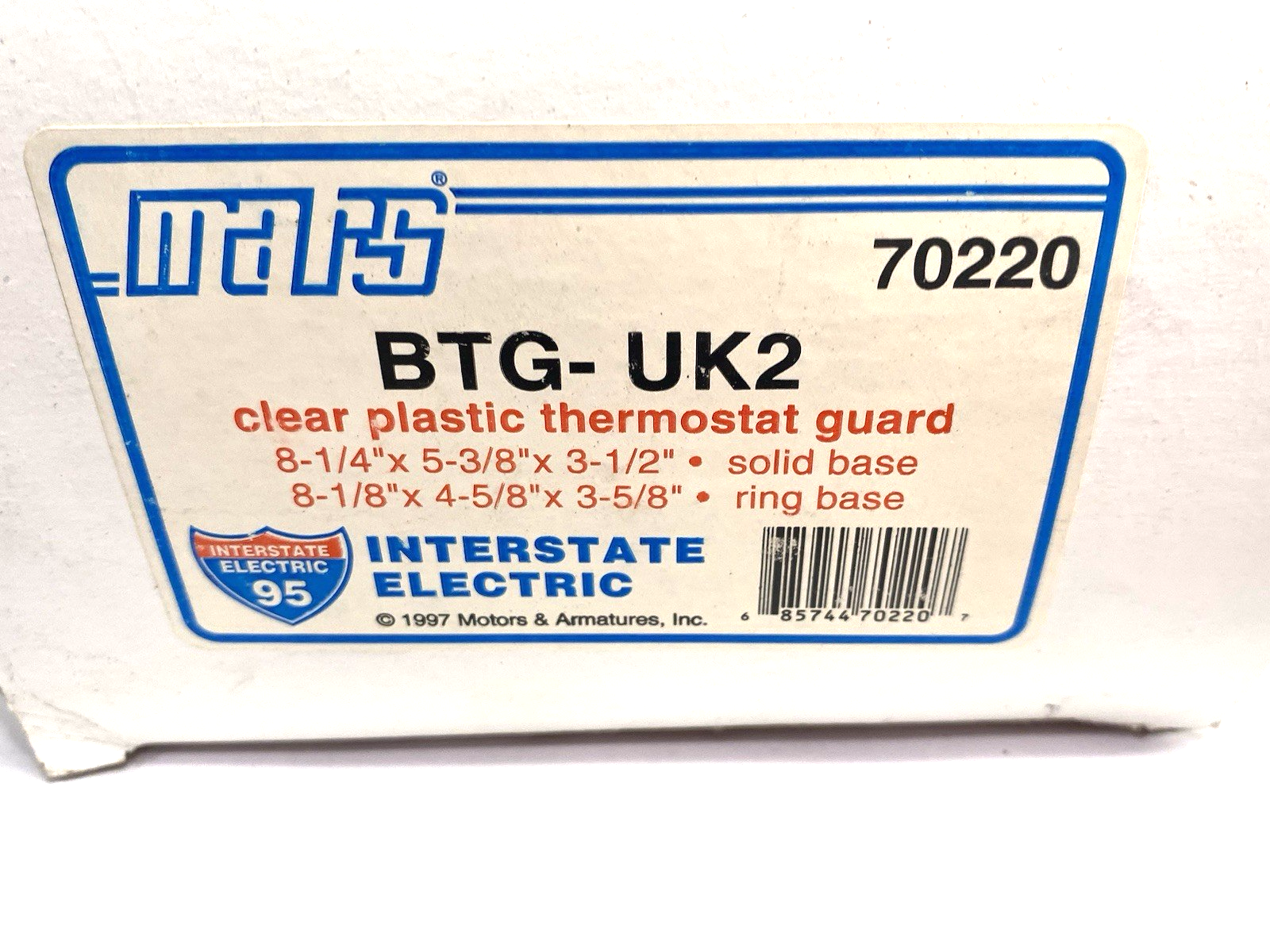 BTG-UK2 | Interstate Electric Locking Thermostat Guard/Cover, Clear, Plastic - New – Open box - Maverick Industrial Sales