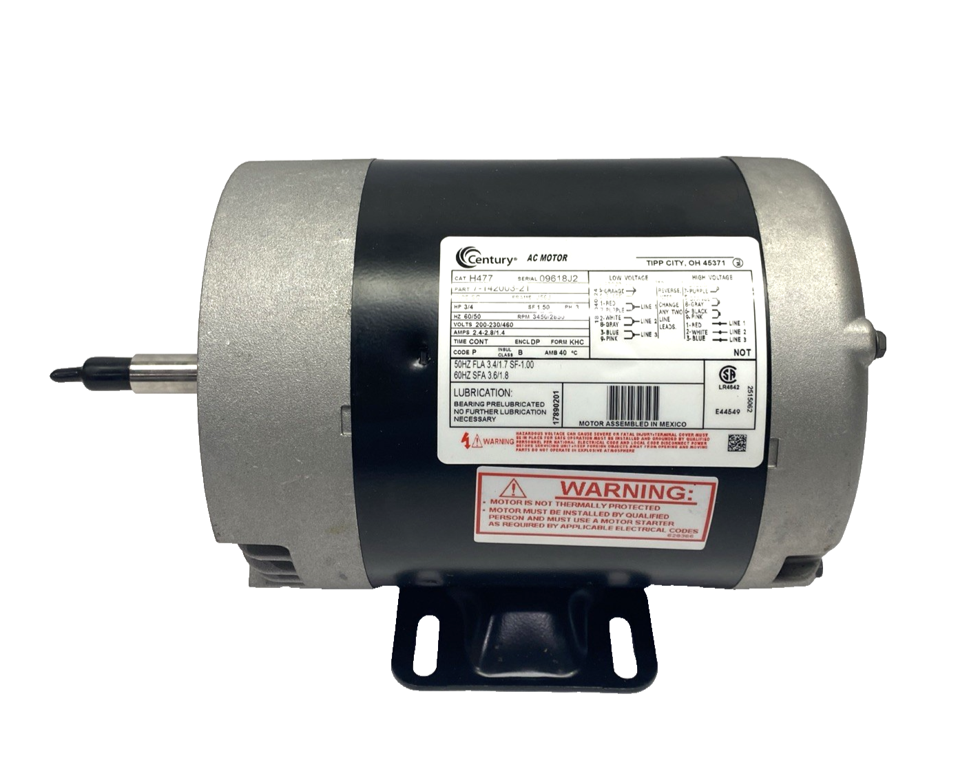 H477 | Century Motor 3PH 3/4HP J56J 200-230/460V 7-142003-21 - New – Open box - Maverick Industrial Sales