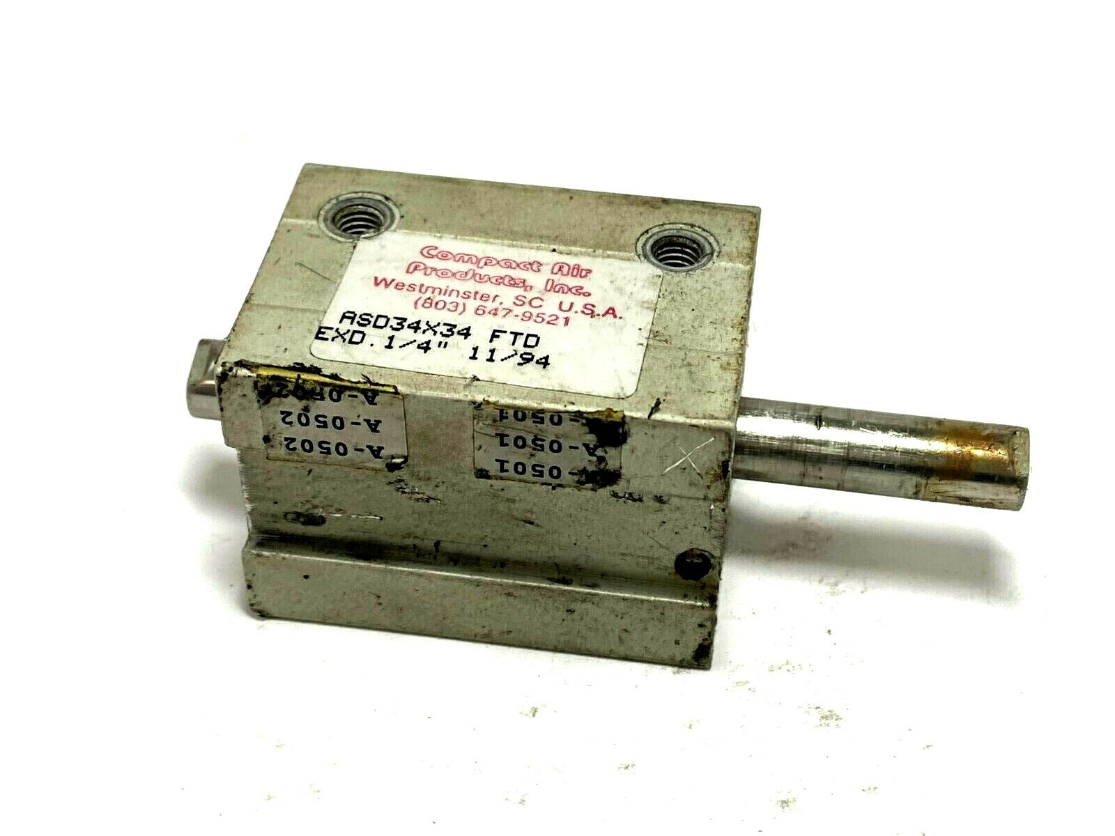 Compact ASD34X34 FTD Cylinder 3/4" Bore 3/4" Stroke 1/4" Rod Extension - Maverick Industrial Sales