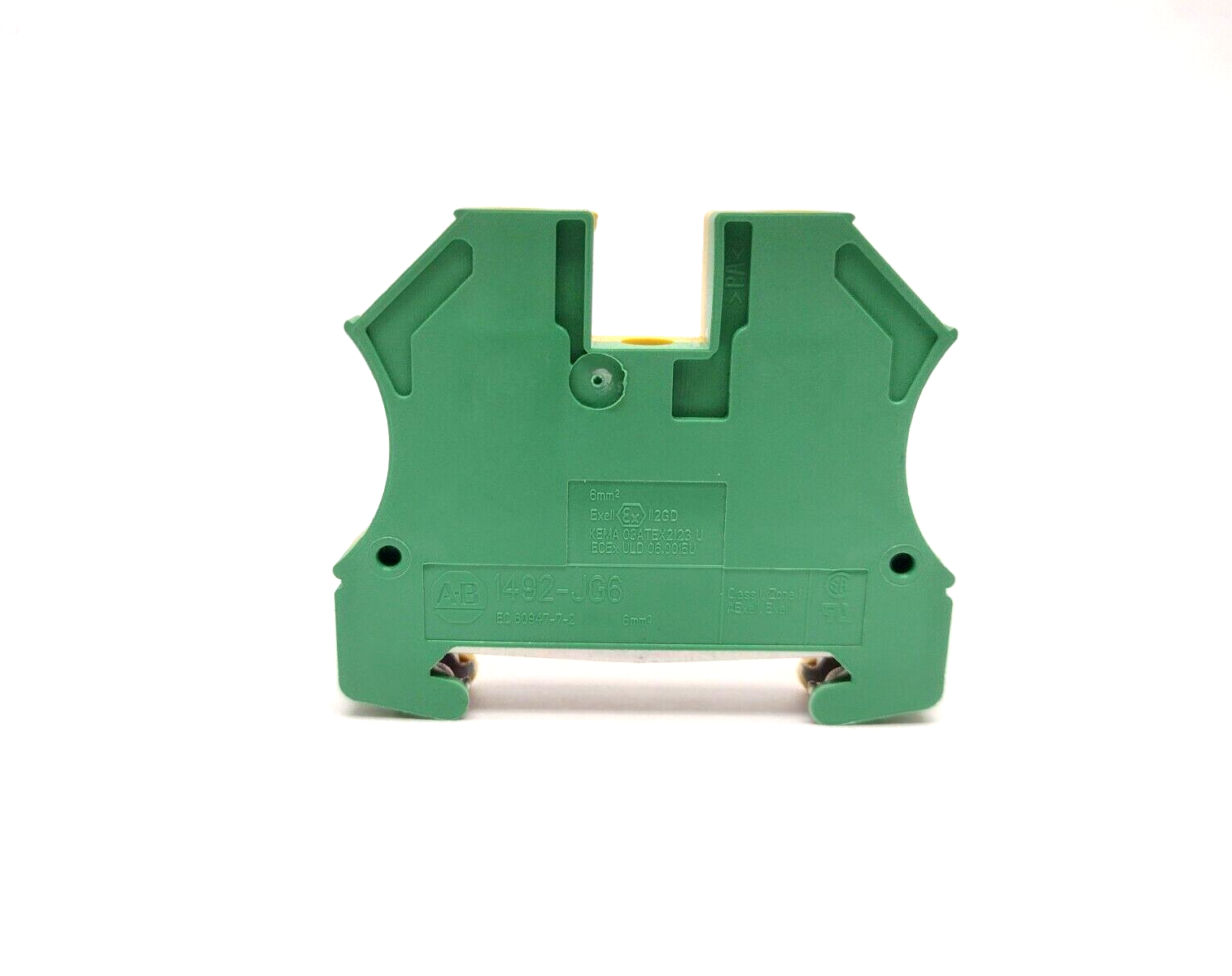 Allen Bradley 1492-JG6 One Circuit Feed Through Ground Block Green/Yellow 6mm - Maverick Industrial Sales