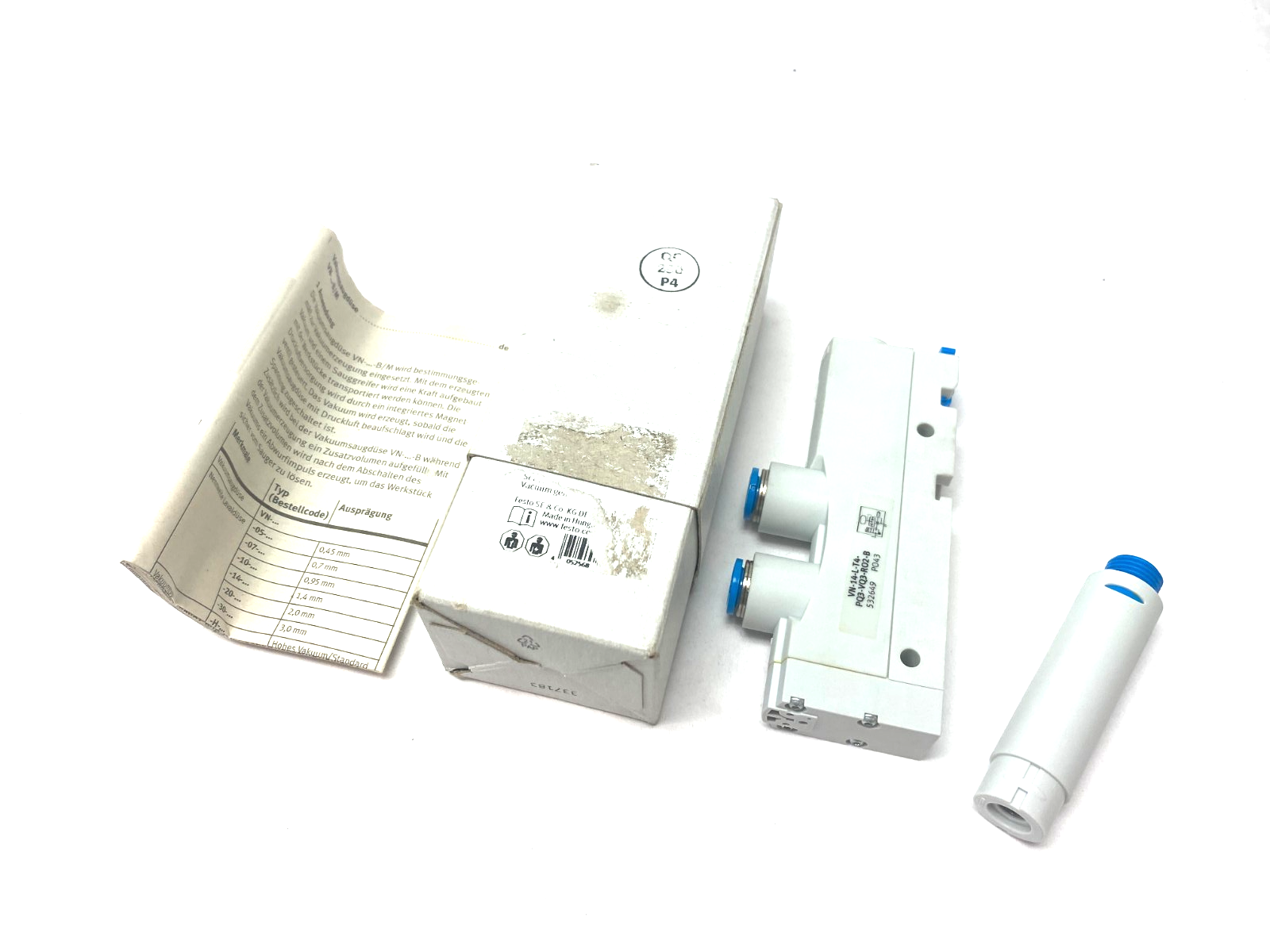 Festo VN-14-L-T4-PQ3-VQ3-RO2-B T-Shape Vacuum Generator 532649 - Maverick Industrial Sales