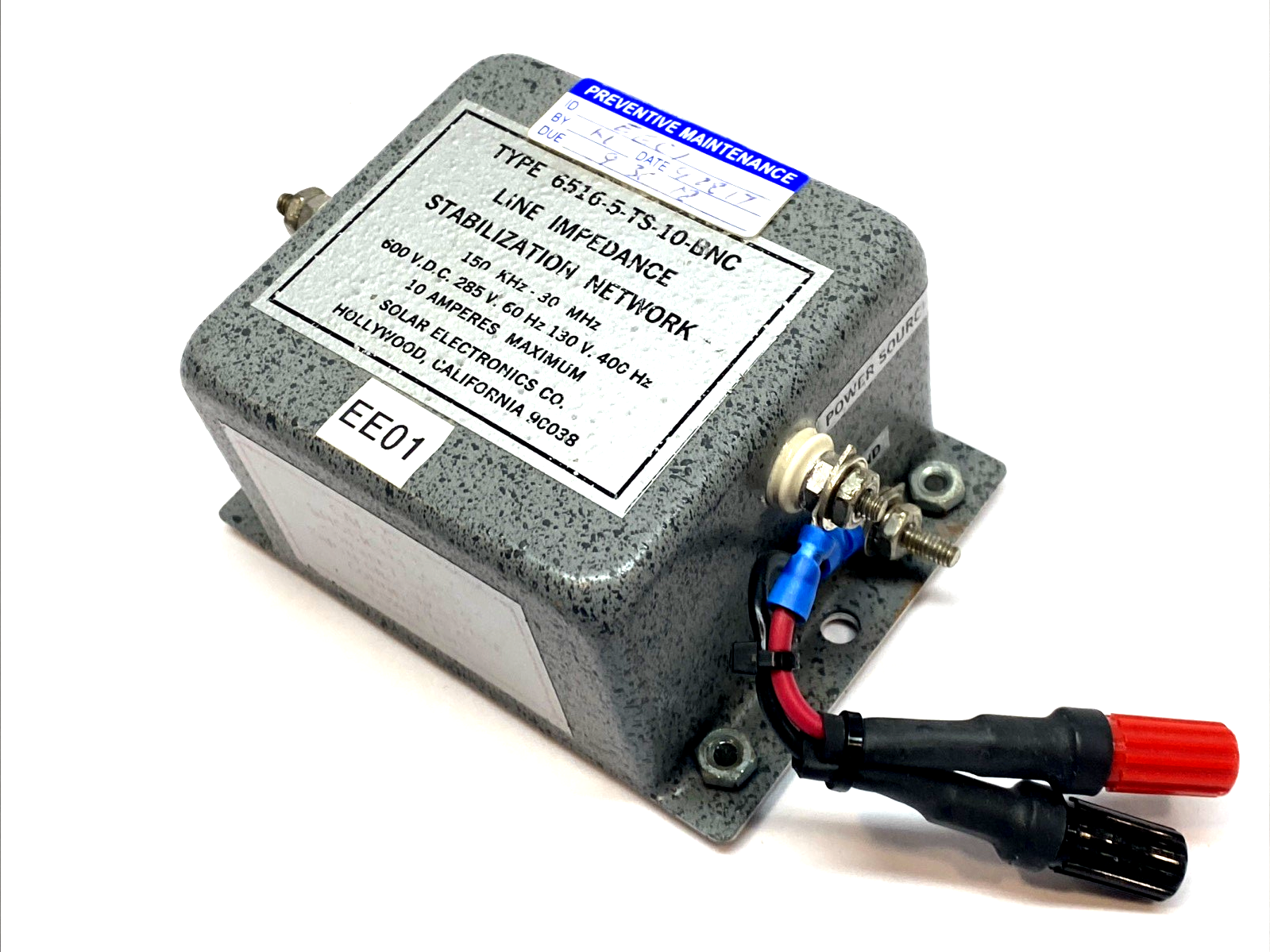 6516-5-TS-10-BNC | Solar Electronics LISN 5A Single-Phase 150 kHz-65 MHz BNC - Used - Maverick Industrial Sales
