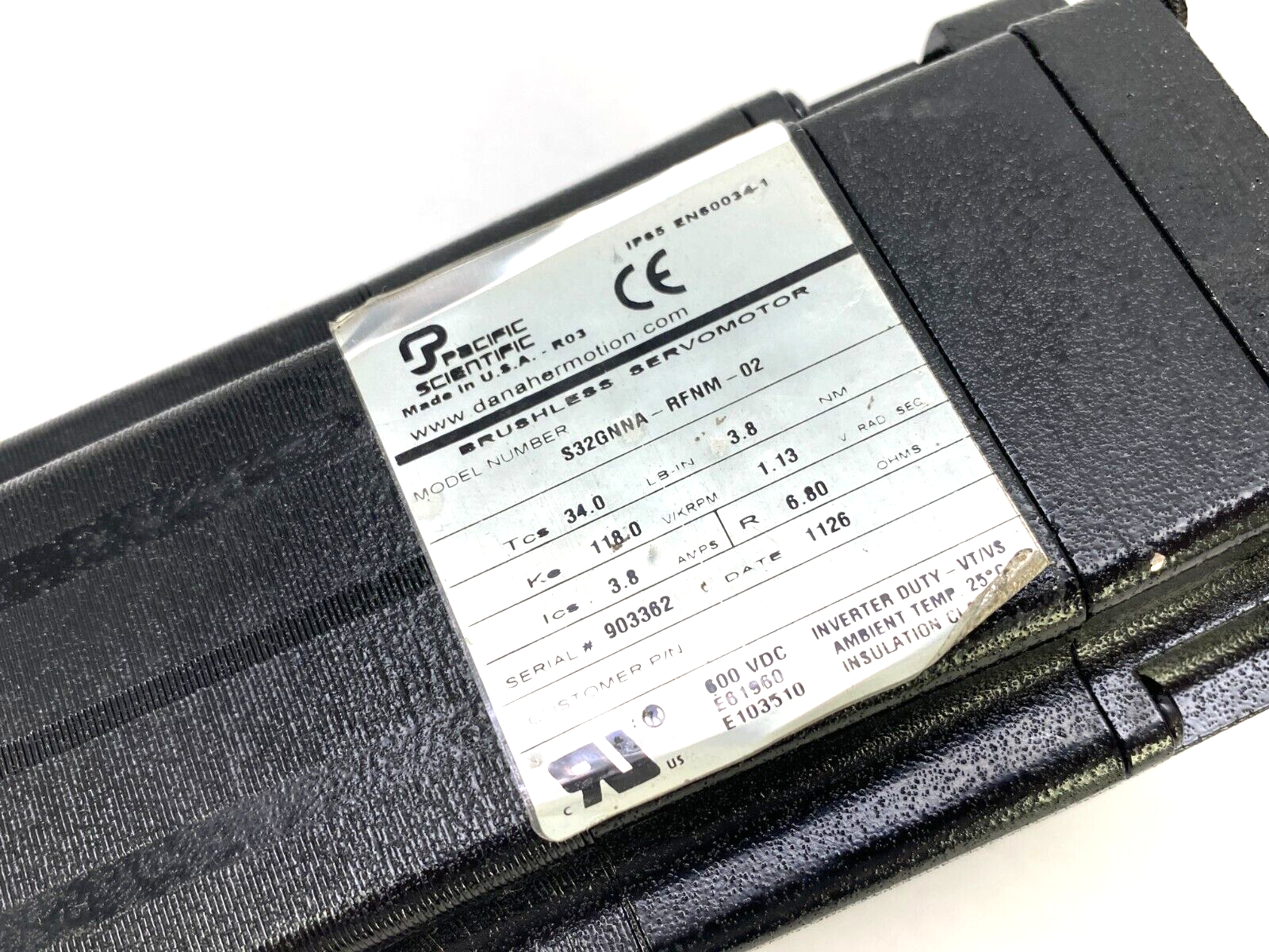Pacific Scientific S32GNNA-RFNM-02 Brushless Servomotor, Inverter Duty - Maverick Industrial Sales