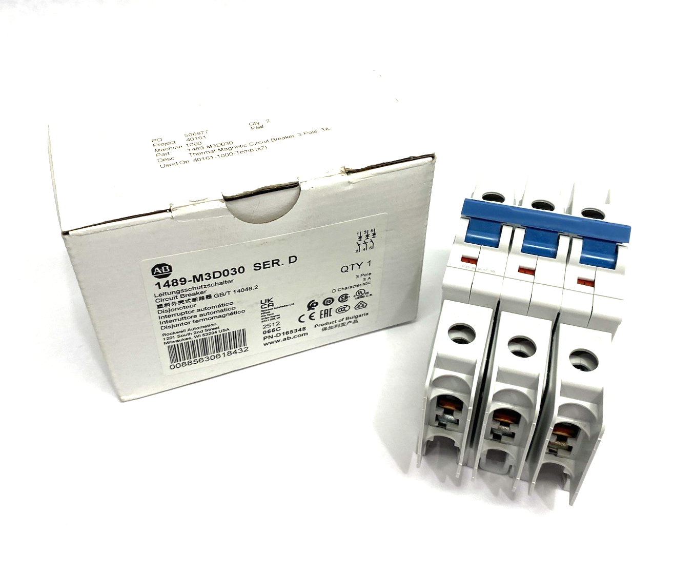 1489-M3D030 | Allen Bradley Ser. D Circuit Breaker 3-Pole 3A - New Other - Maverick Industrial Sales