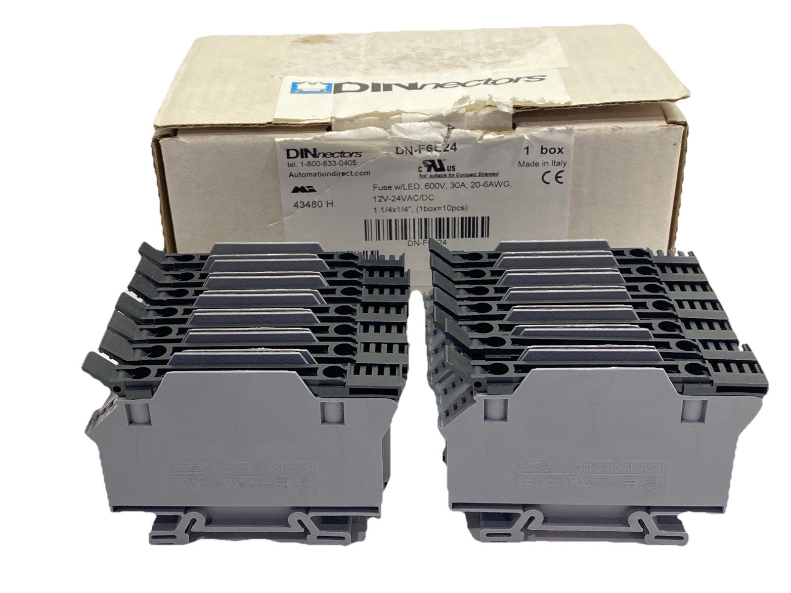 DN-F6L24 | DINnector Circuit Protection Terminal Block 30A 24V LOT OF 14 - New Other - Maverick Industrial Sales