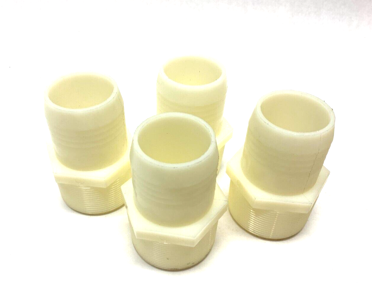 2" x 2" Male NPT Thread Barbed Hose Fitting Cream Color PVC LOT OF 4 - Maverick Industrial Sales