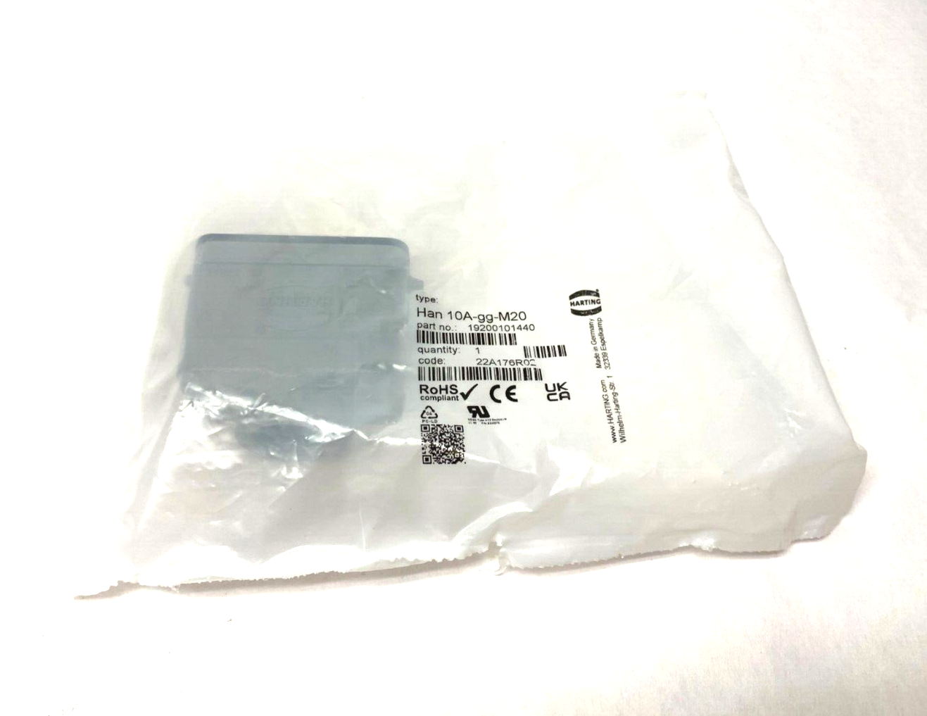 Harting 19200101440 Heavy Duty Hood Top Entry Connector, Han A, M20 - Maverick Industrial Sales