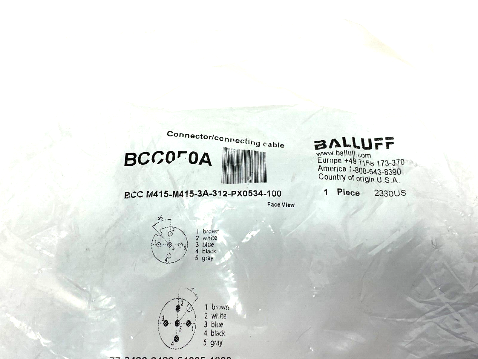 Balluff BCC M415-M415-3A-312-PX0534-100 Dbl-Ended Connecting Cordset BCC0F0A - Maverick Industrial Sales