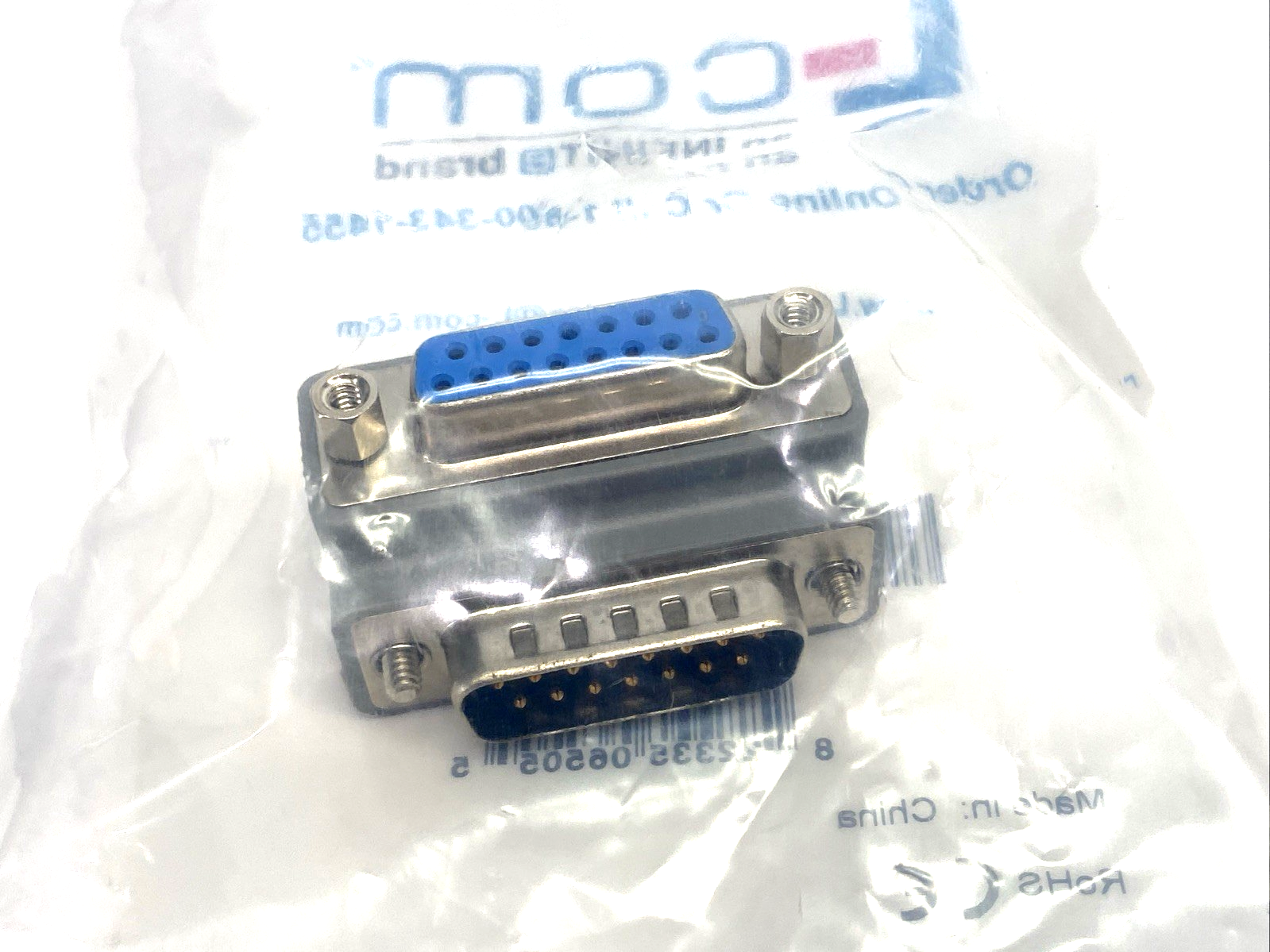 L-Com DG9015MF1 Low Profile Right Angle Adapter, DB15 Male To Female LOT OF 4 - Maverick Industrial Sales