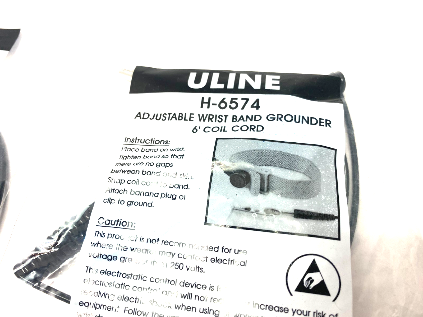 Uline H-6574 Adjustable Wrist Band Grounding Strap 6' Coil Cord LOT OF 3 - Maverick Industrial Sales