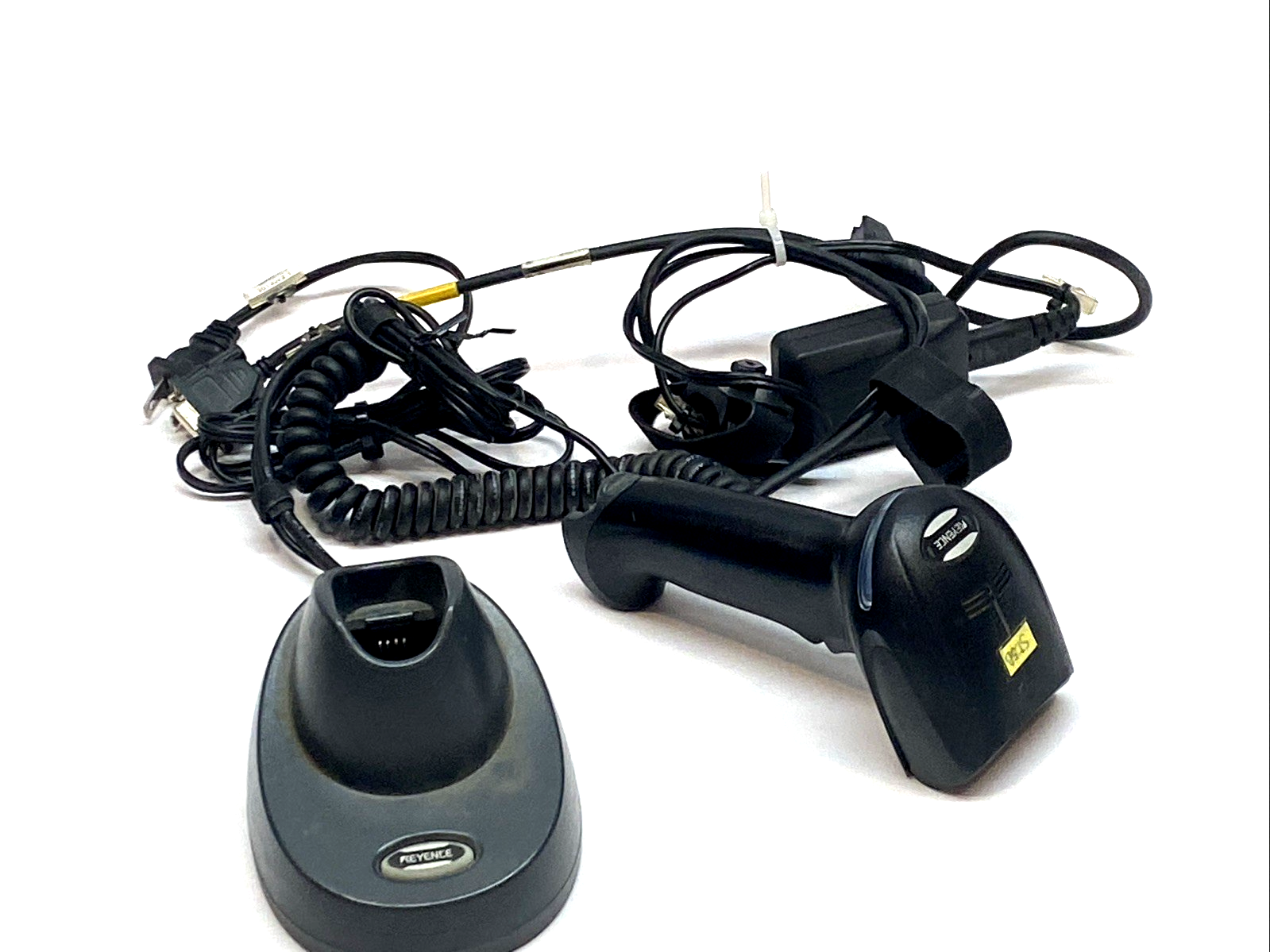 Keyence HR-100B Barcode Scanner w/ HR-UC1 Base & OP-87530 AC Adapter, Wired - Maverick Industrial Sales