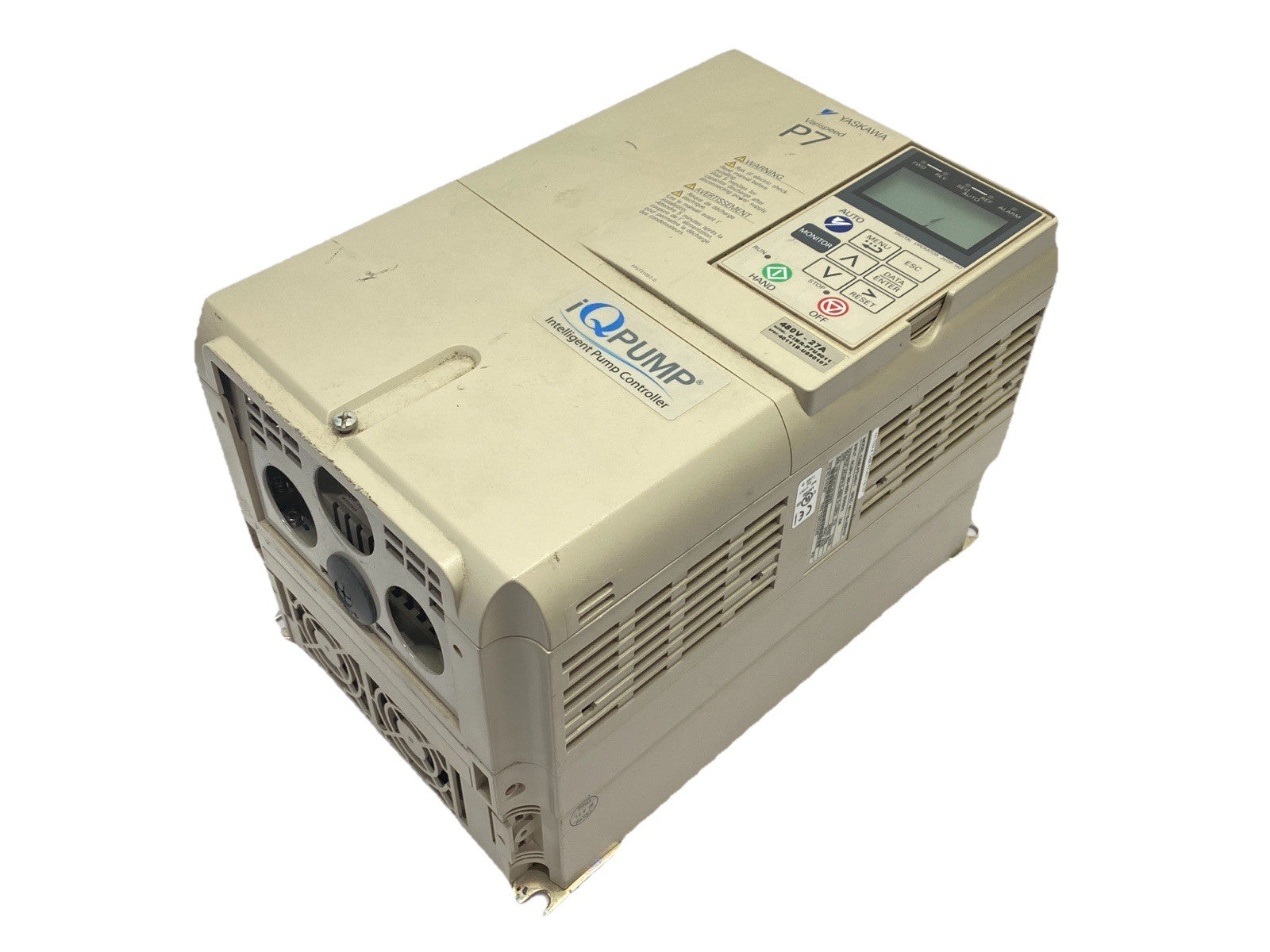 CIMR-P7U4011 | Yaskawa P7 Varispeed iQ Pump Controller Drive 3PH 27A 480V - For parts or not working - Maverick Industrial Sales