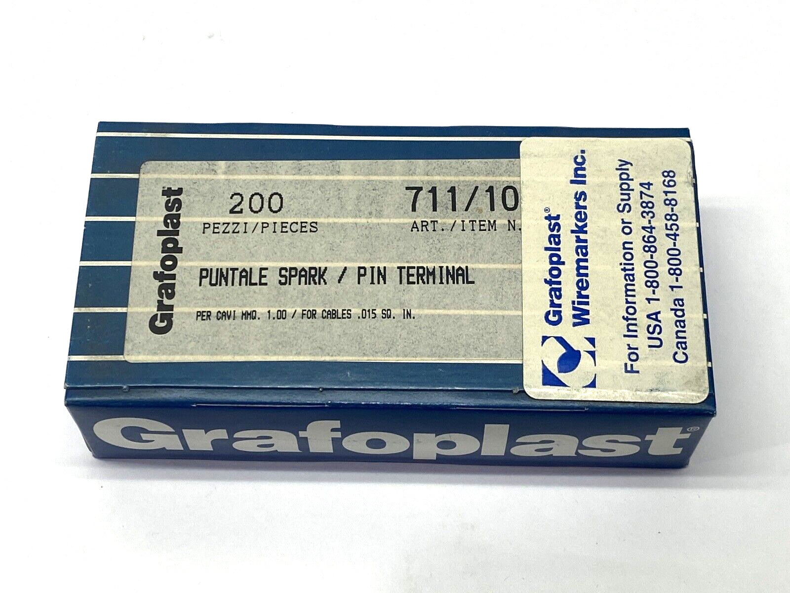 Grafoplast 711/10 14mm Spark Crimp-On Pins for Cable Marker 1mm BOX OF 200 - Maverick Industrial Sales