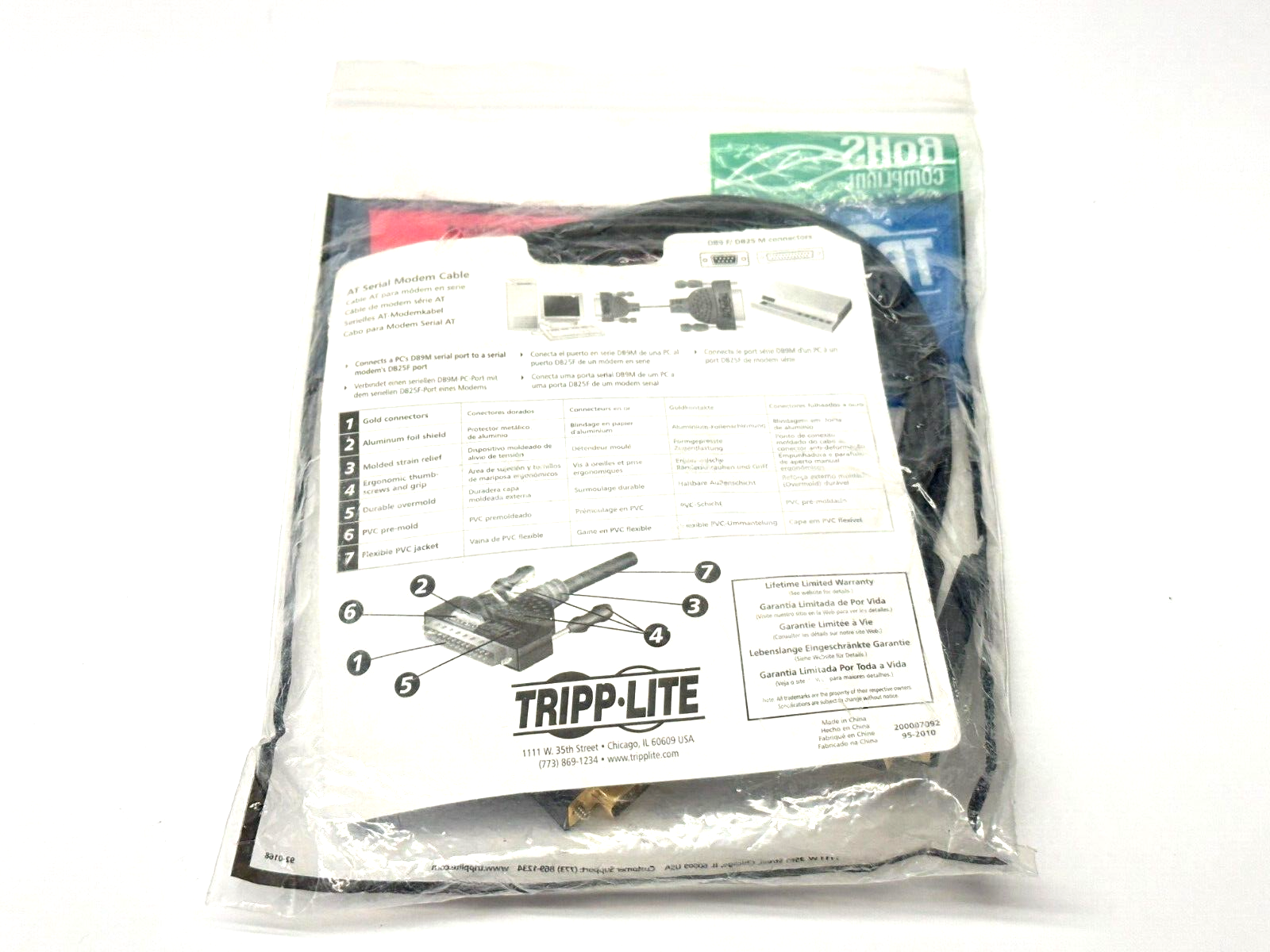Tripp Lite P404-006 AT Serial Modem Gold Cable DB9/F - DB25/M 6ft - Maverick Industrial Sales
