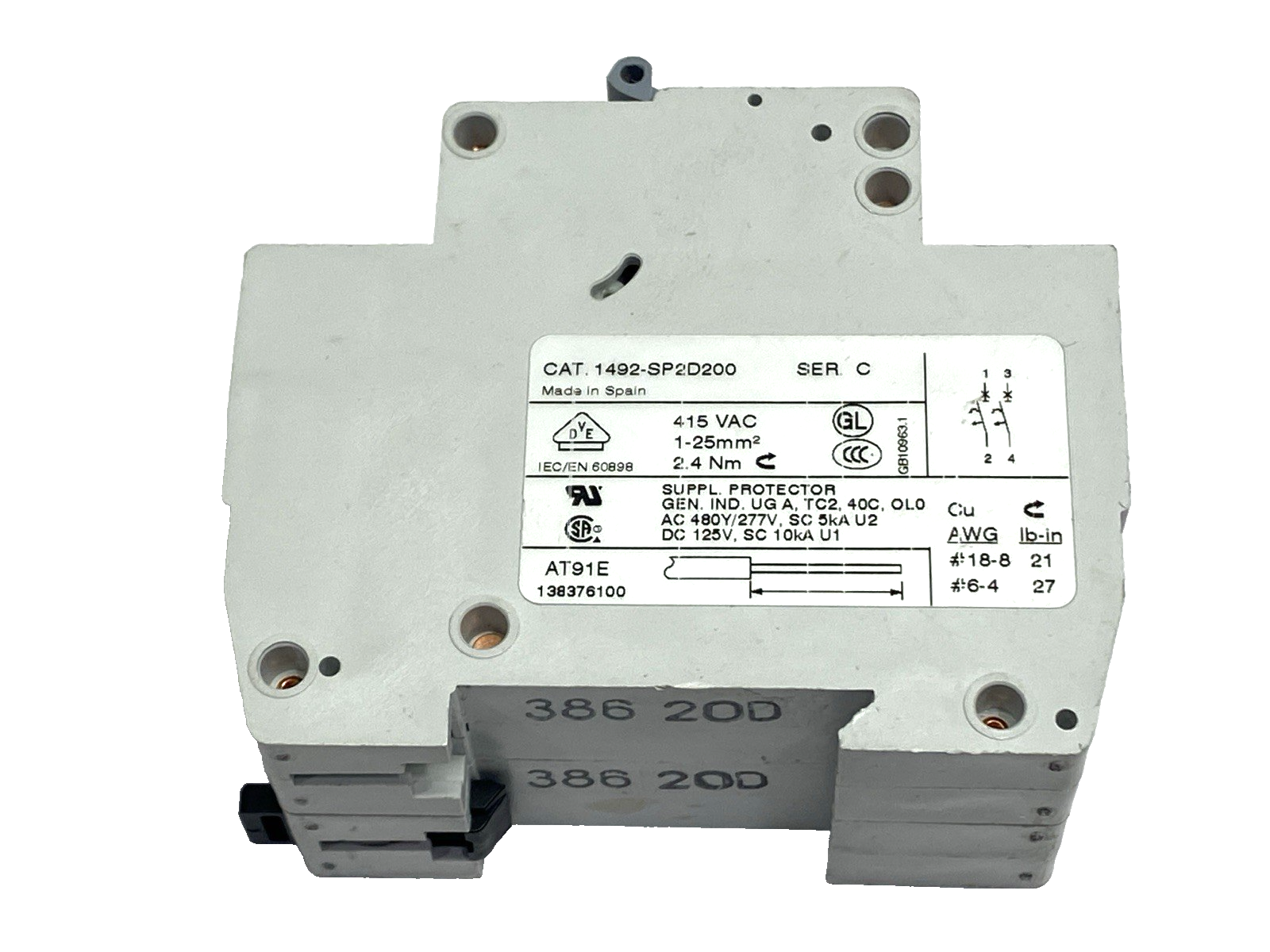 Allen Bradley 1492-SP2D200 Ser. C Miniature Circuit Breaker 415VAC - Maverick Industrial Sales