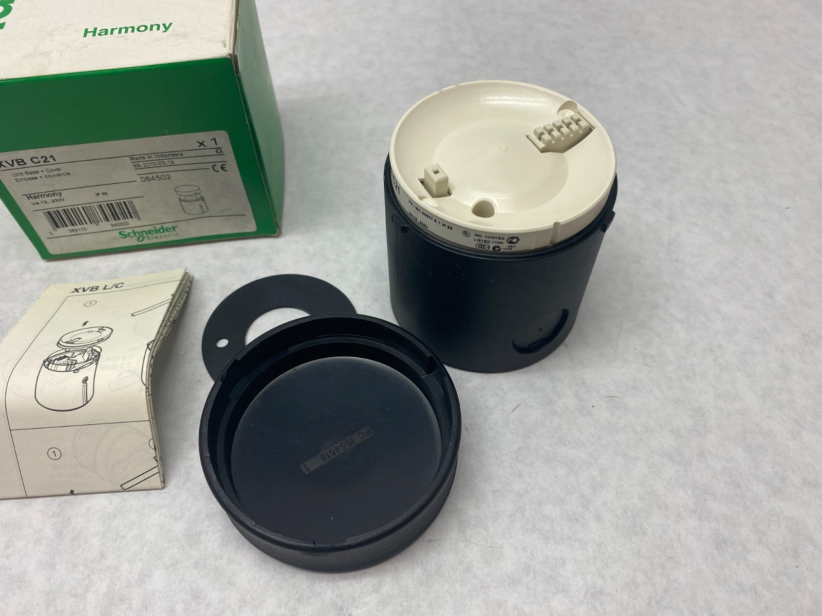 Schneider Electric XVB C21 Harmony Stack Light Beacon Base Unit + Cover 084502 - Maverick Industrial Sales