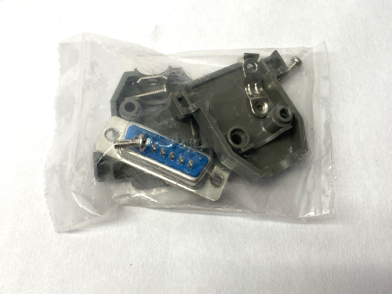 N/A | DB15 Female Connector w/ Gray Plastic Hood Kit LOT OF 3 - New - Maverick Industrial Sales