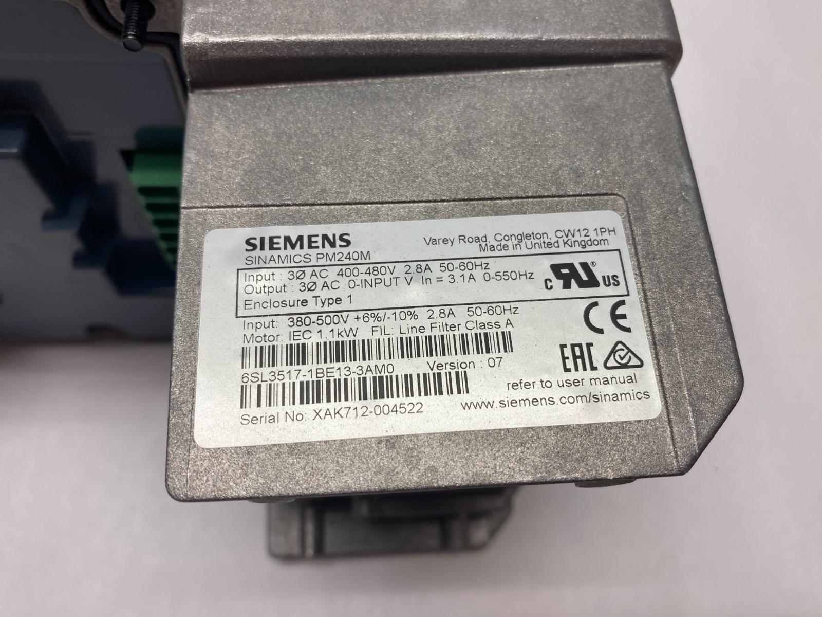 Siemens 6SL3517-1BE13-3AM0 SINAMICS PM240M Power Module G110M - Maverick Industrial Sales