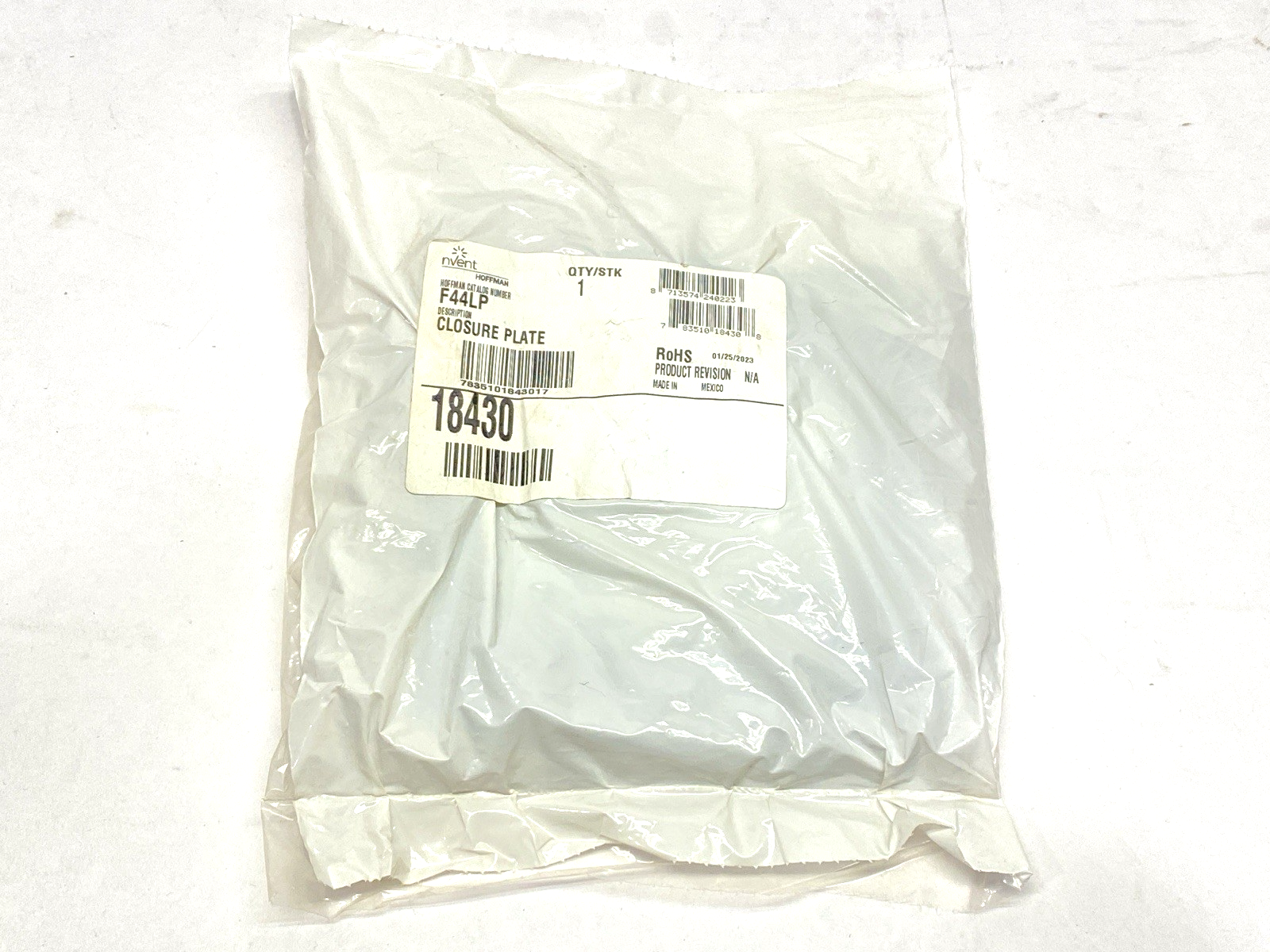 Hoffman F44LP nVent Lay-In Closure Plate Hinged Cover 4.00 x 4.00" Gray - Maverick Industrial Sales