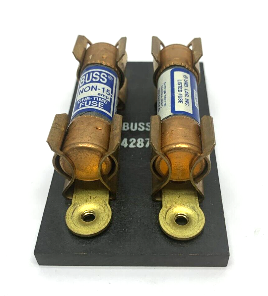 4287 | Bussman Fuseblock 2-Pole w/ Bussmann DL60-10 NON-15 One Time Fuses - Used - Maverick Industrial Sales