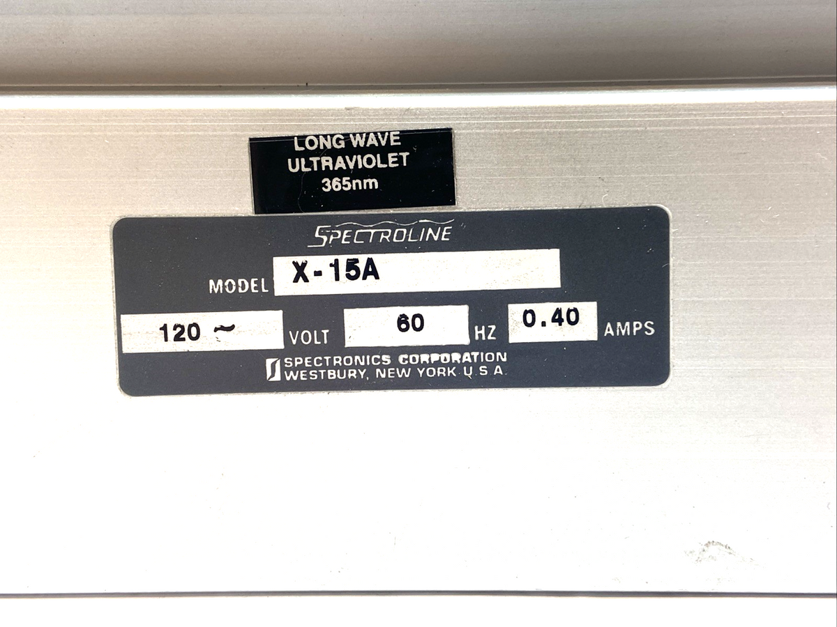 X-15A | Spectroline Long Wave Ultraviolet Lamp Single Tube 350nm 120V MISSING BULB - Used - Maverick Industrial Sales