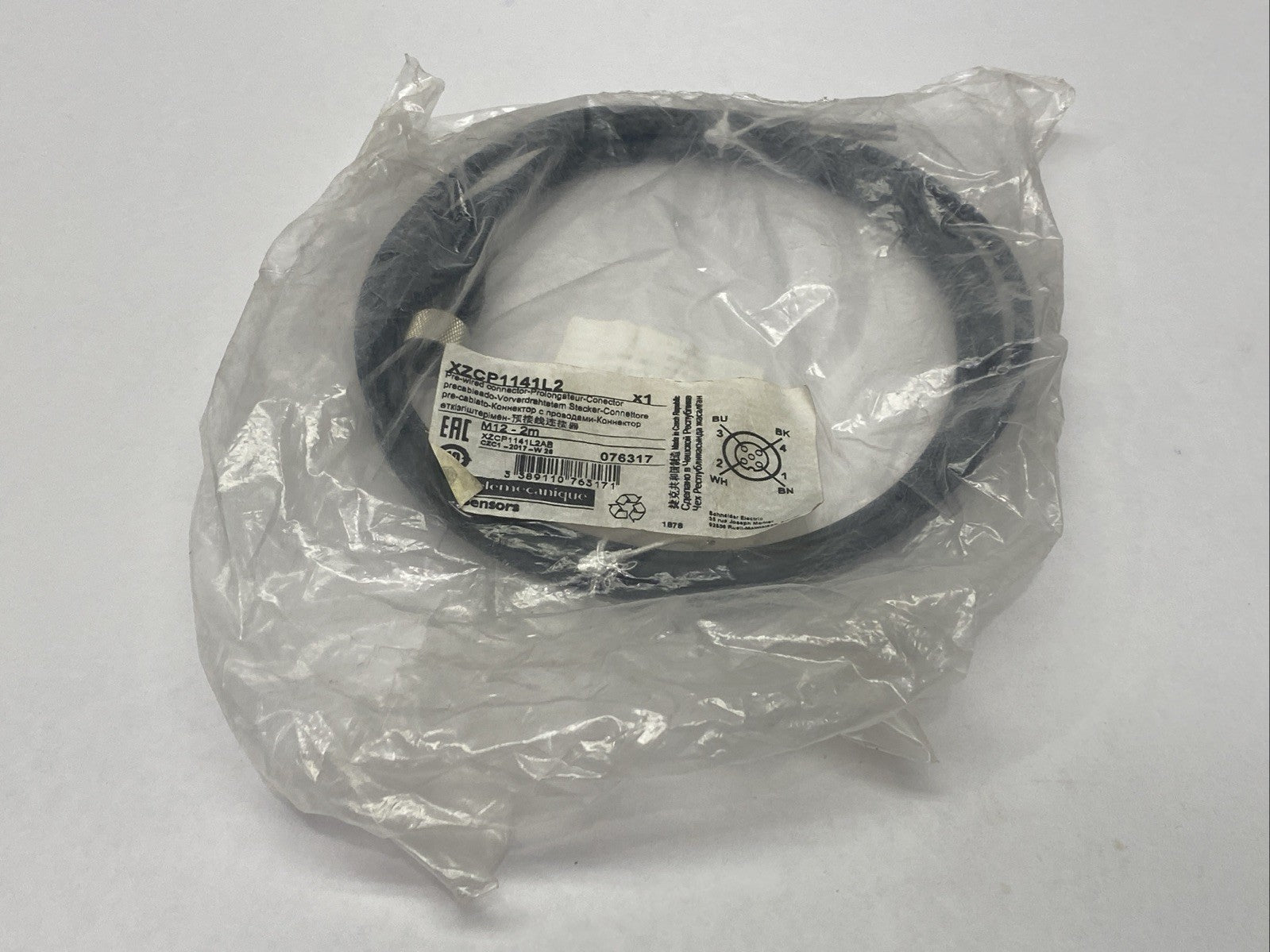 Telemecanique XZCP1141L2 Actuator / Sensor Cable Female M12 4-Pin 2m - Maverick Industrial Sales