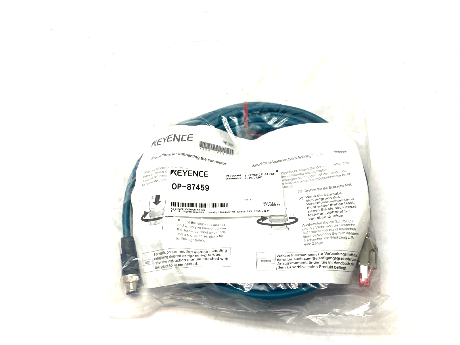 Keyence OP-87459 Ethernet Cable M14 4-Pin to RJ45 10m Length - Maverick Industrial Sales