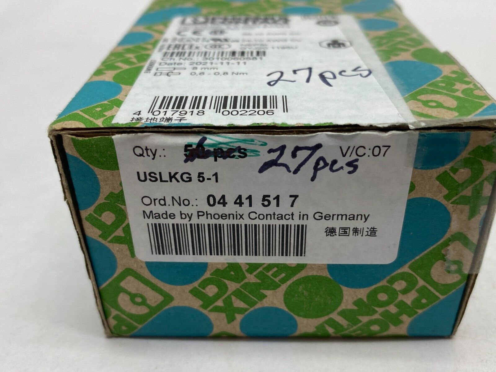 Phoenix Contact USLKG 5-1 Ground Terminal Block 6.2mm Width 0441517 BOX OF 27 - Maverick Industrial Sales