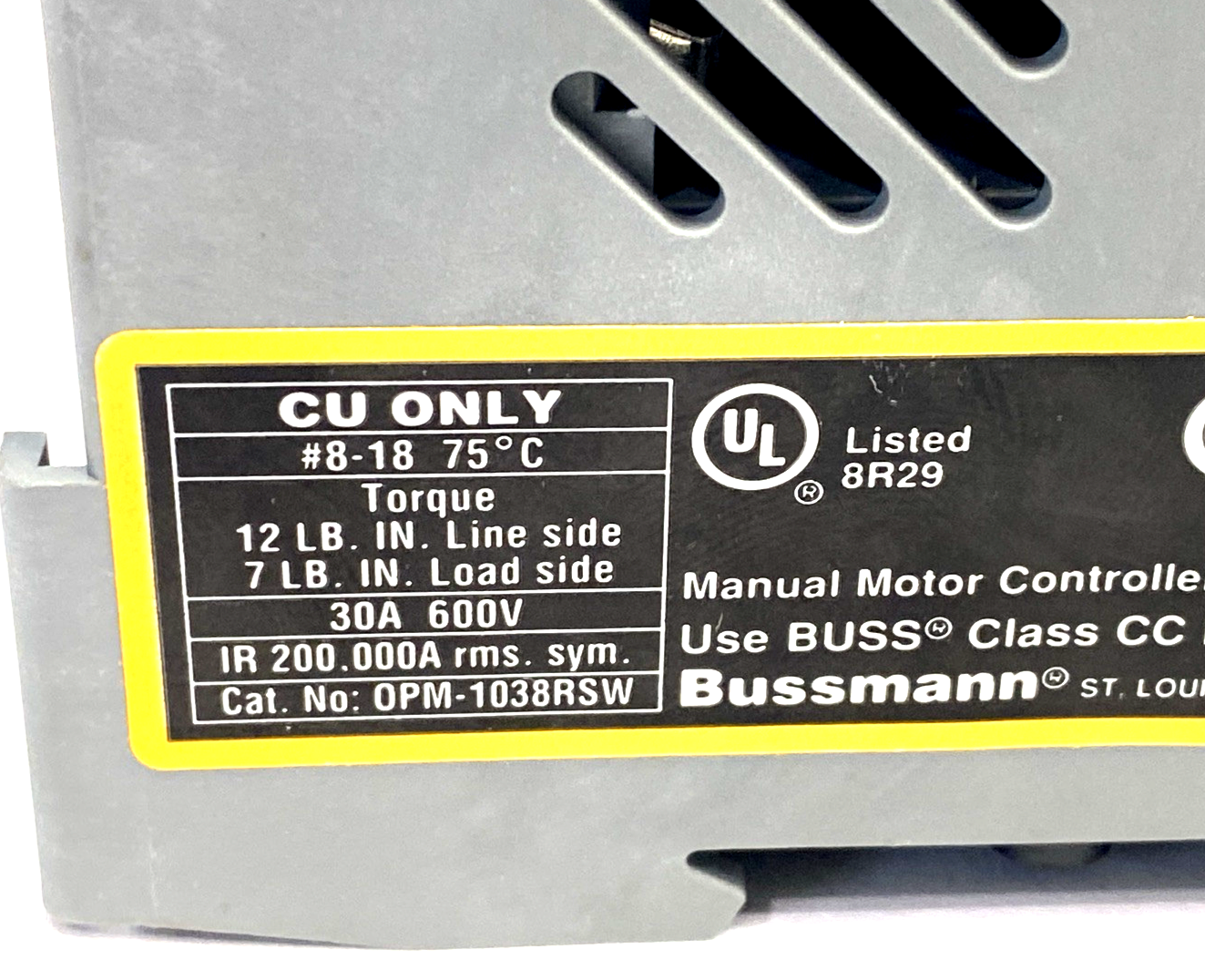 Bussmann OPM-1038RSW Optima Series Fuse Holder 3P 30A 600V NO FUSES - Maverick Industrial Sales