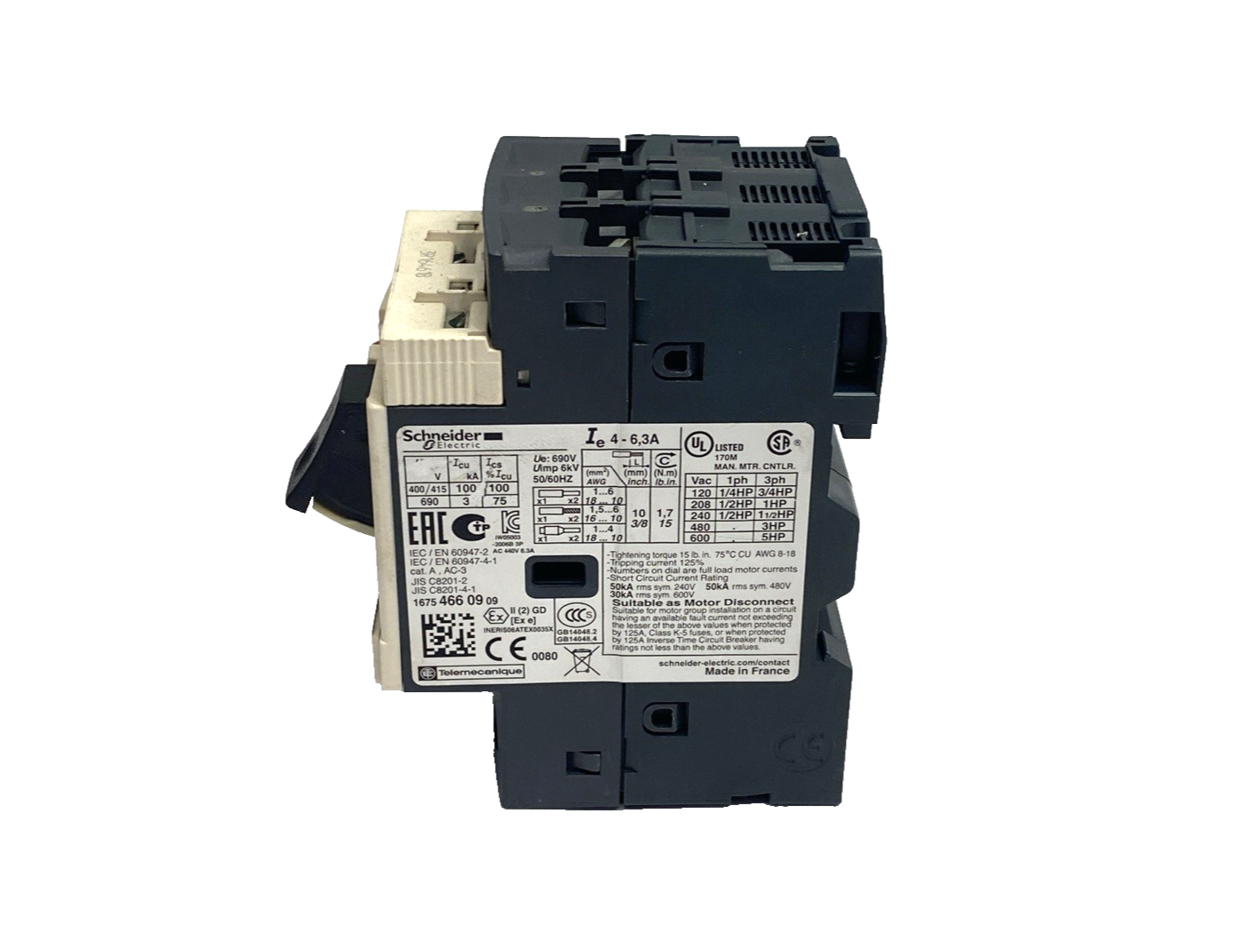 GV2ME10 | Schneider Electric TeSys Deca Manual Starter & Protector 4-6.3A - Used - Maverick Industrial Sales