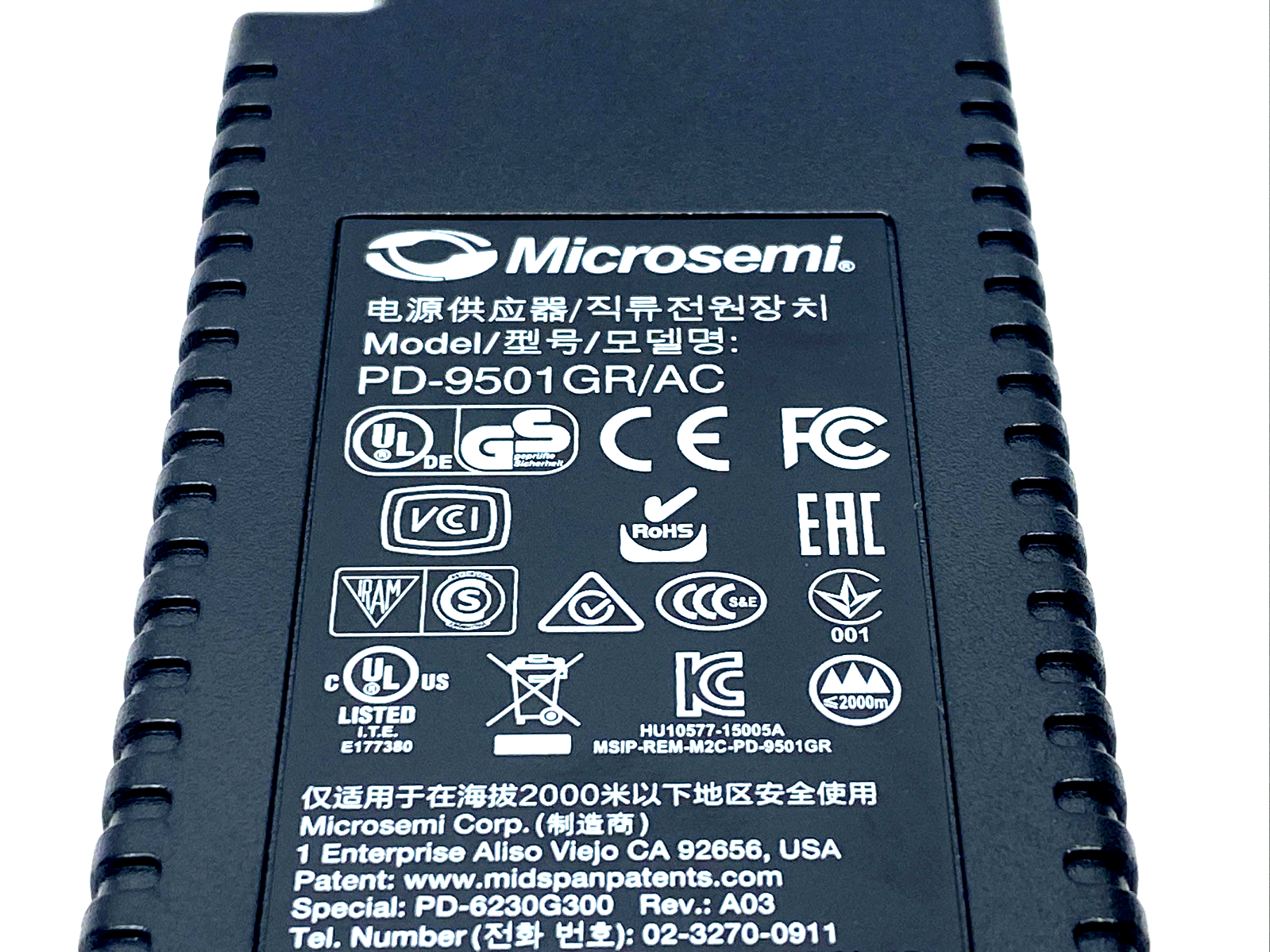 Zebra PWR-POE30W-0000 POE Injector Power Supply Microsemi PD-9501GR/AC - Maverick Industrial Sales