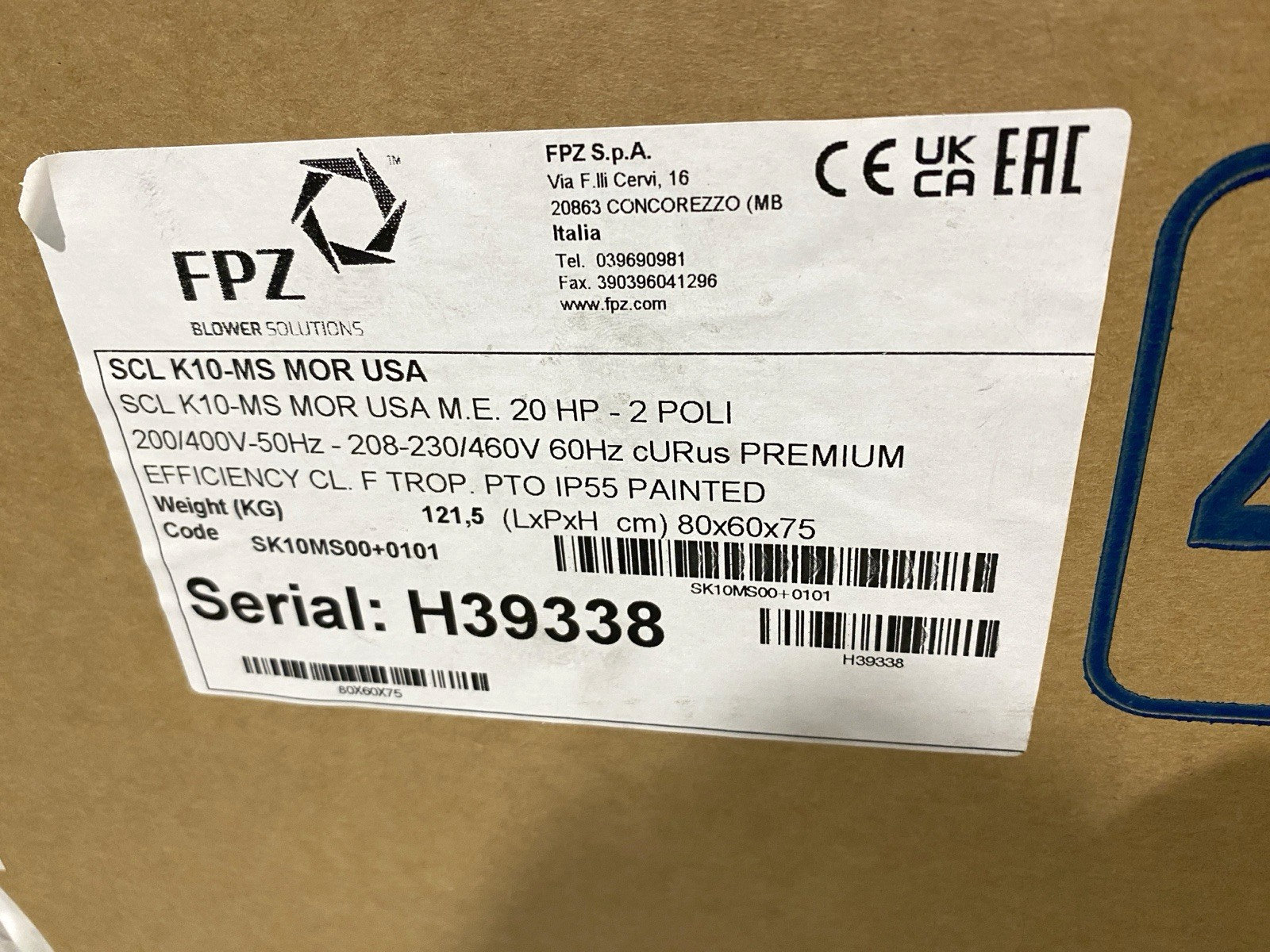 FPZ SCL K10-MS Regenerative Blower 200-460V 20HP - Maverick Industrial Sales